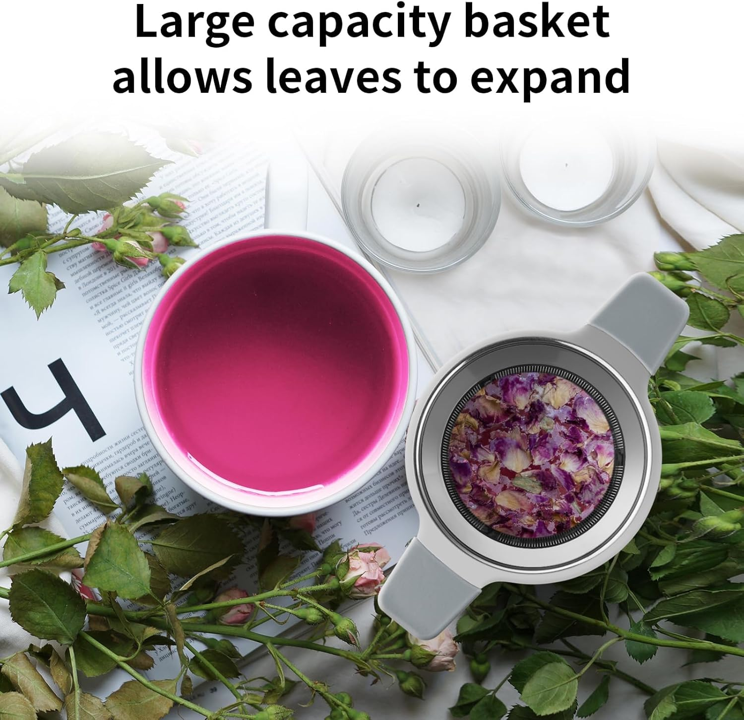 Stainless Steel Tea Infuser Strainer, Double Handles, Fine Mesh Filter, 13.8 Cm image number 2