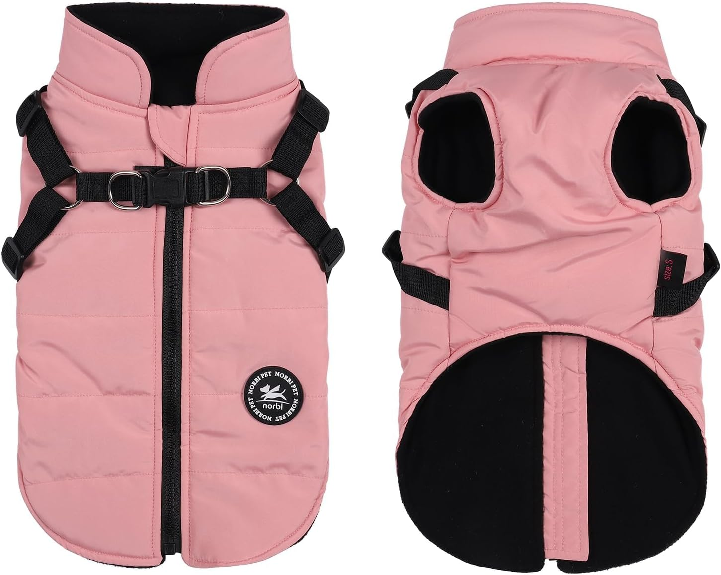 Norbi Dog Winter Coat with Harness Built In, Waterproof Windproof Jacket, Warm Puffer Vest for Small Medium Large Dogs, All Weather Cold Weather Gear for Walking(Black, M) image number 4