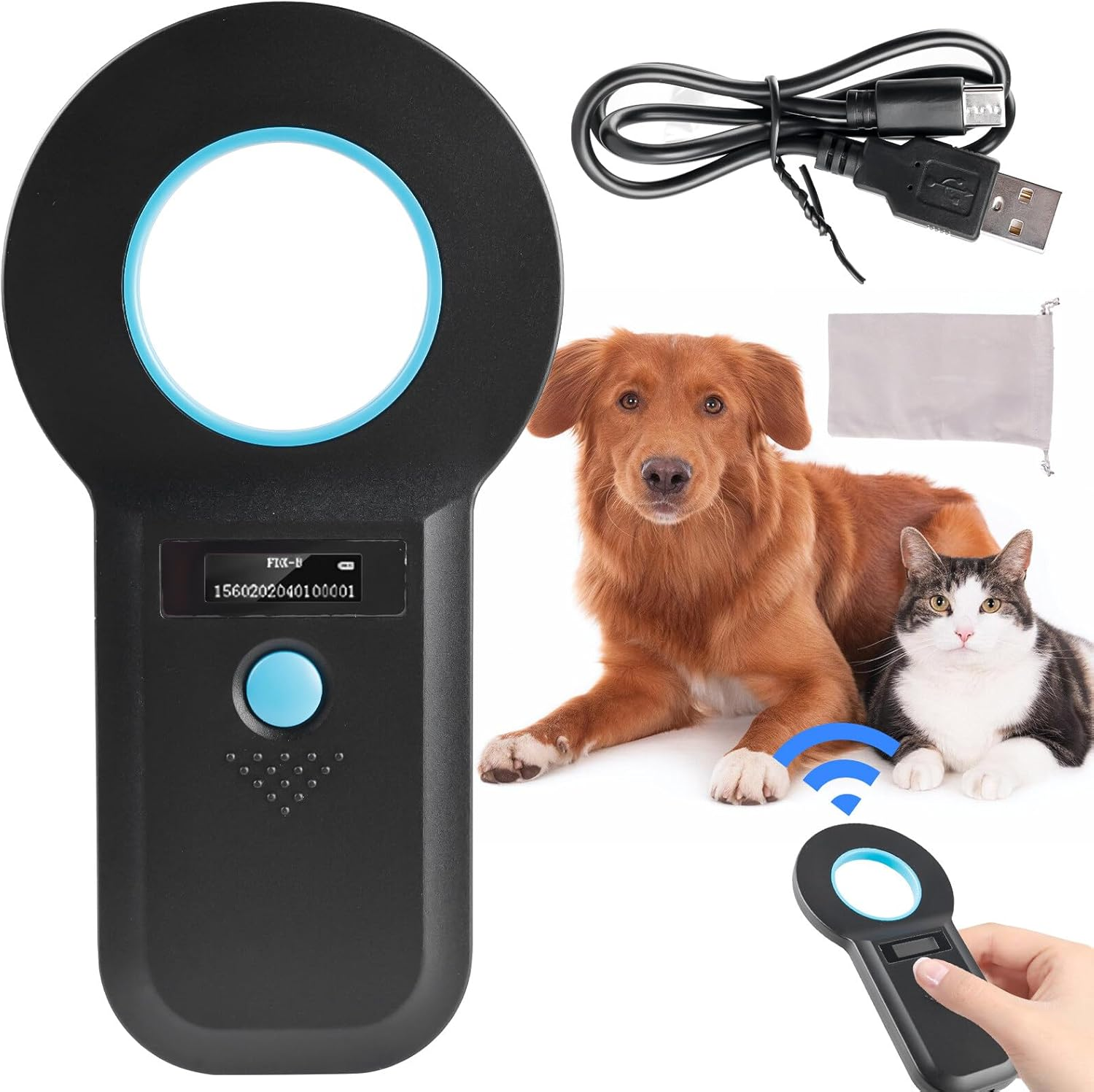 Pet ID Reader, Animal Chip Reader, Microchip Reader for Dogs/Cats, Pet Microchip Scanner, Dog Microchip Scanner, Pet ID Pet Scanner, Pet Chip Reader for Animal Tracking, Black image number 6