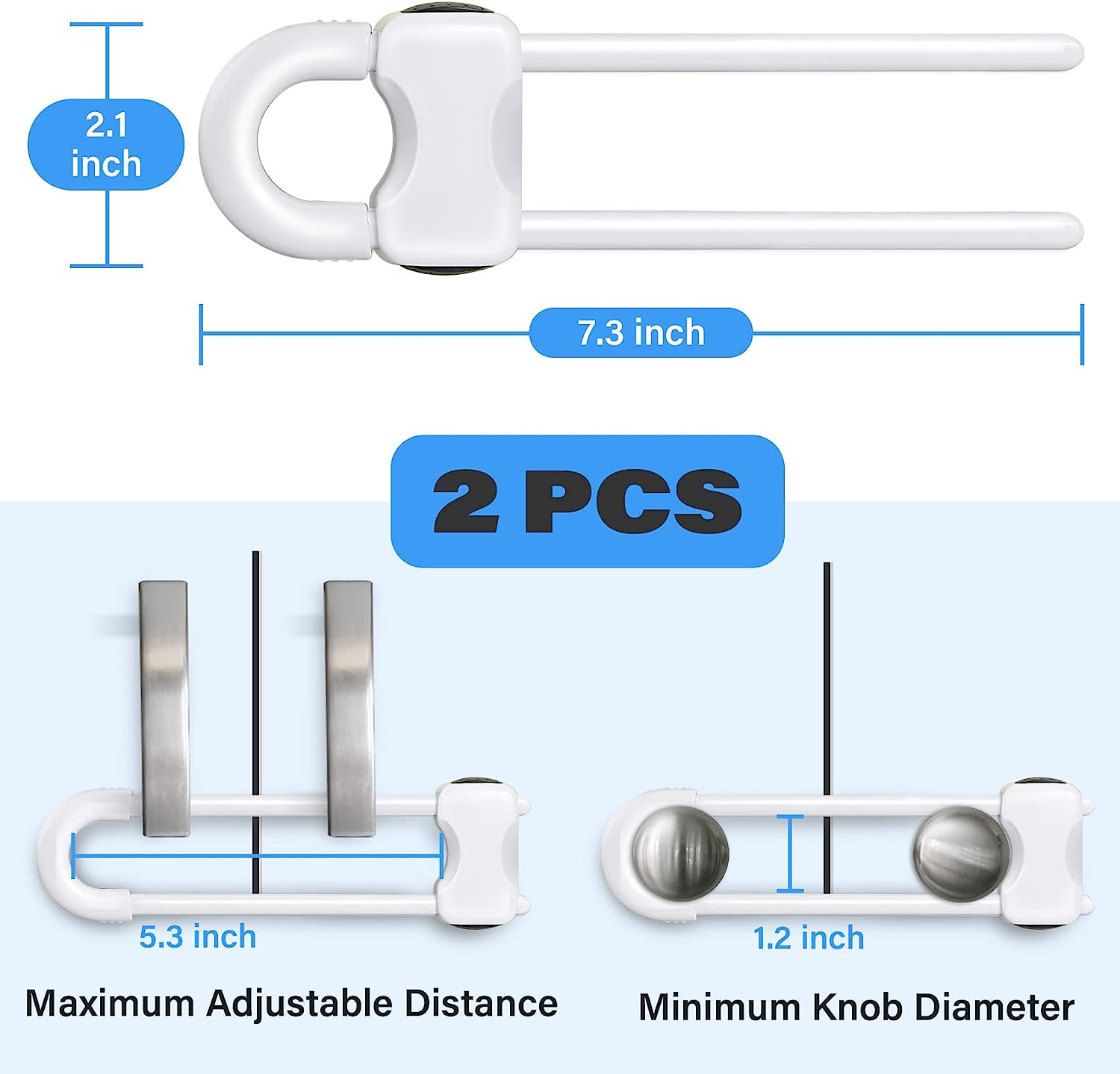 Baby Proofing Cabinets,Cabinet Locks for Babies,U-Shaped Child Locks for Cabinets, Child Proof Cabinet Latches,Child Safety Cabinet Locks with Adjustable by (Pack of 2) image number 3
