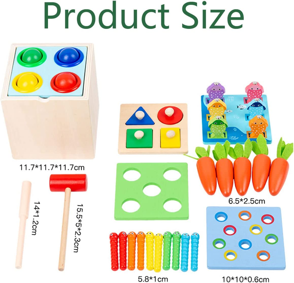 5 in 1 Wooden Montessori Toys, Multifunctional Coin Drop Toys for Playing and Learning, Colorful Early Educational Carrot Harvest Toys Shape Sorting Games for Toddlers over 1 Year image number 6