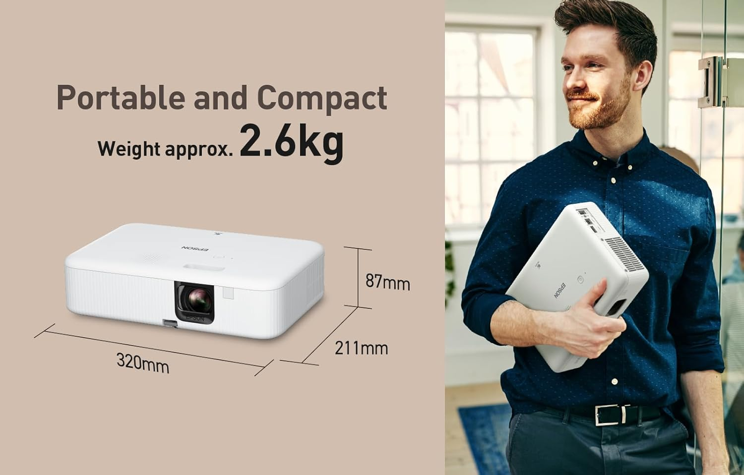 Epson CO-FH02 Full HD 1080P Smart Streaming Portable Projector, 3-Chip 3LCD, 3,000 Lumen Colour/White Brightness, Android TV, 5W Speaker, Home Entertainment image number 6