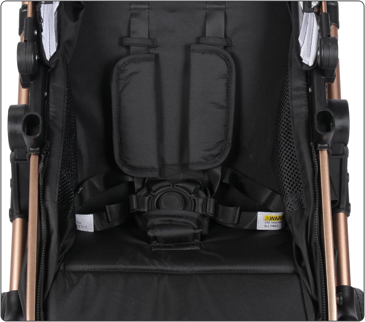 Mama Kiddies Trendy Black Gold Convertible 2In1 Aluminium Alloy Pram Stroller Bassinet Rain Cover, Foot Cover, Cup Holder, Inner Cushion, Mosquito Net Included image number 6