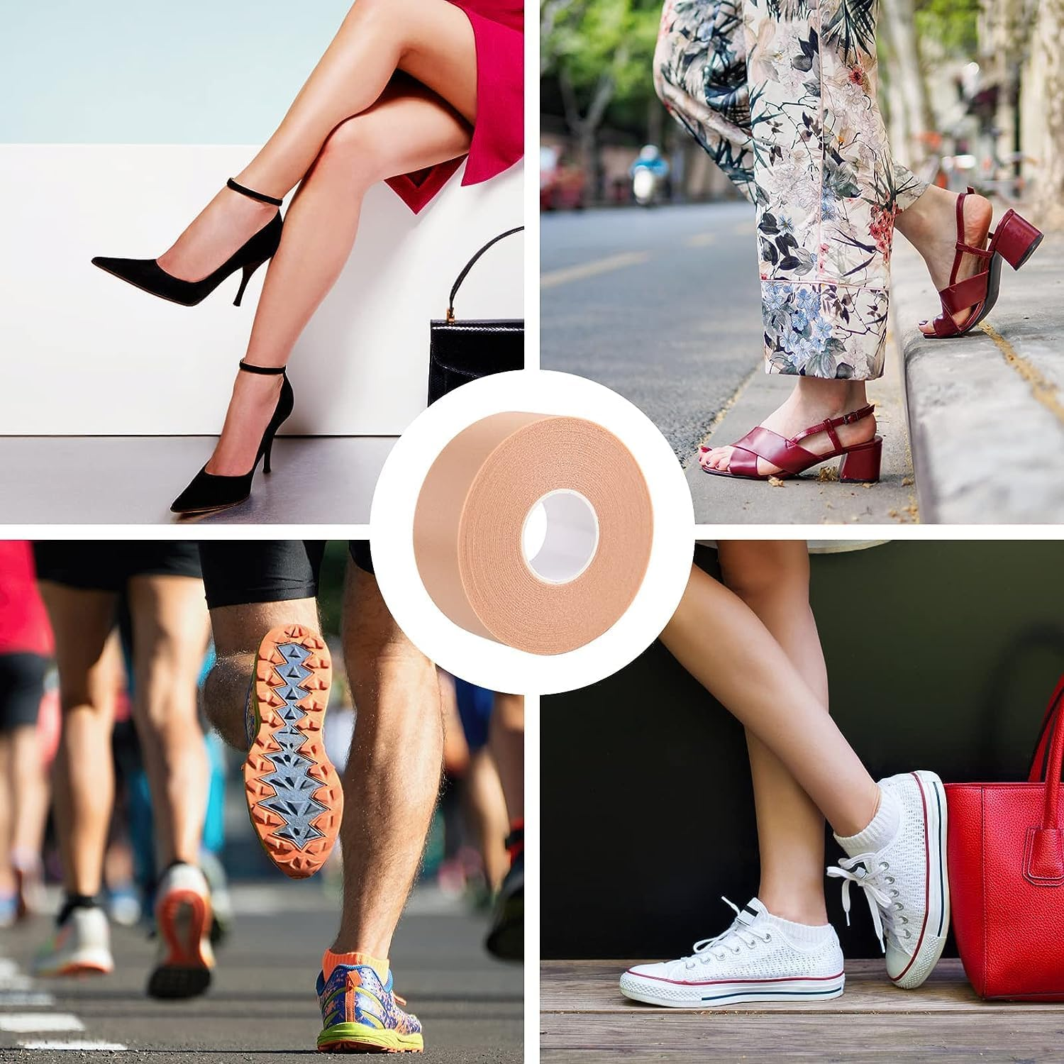 4 Rolls Feet Moleskin Tape, 2.5Cm X 5M Moleskin Plasters Padding Bandage for Toe Finger Hand Anti-Slip Adhesive High Heel Sticker Patches Protection Strips for Blisters Prevention and Healing image number 1