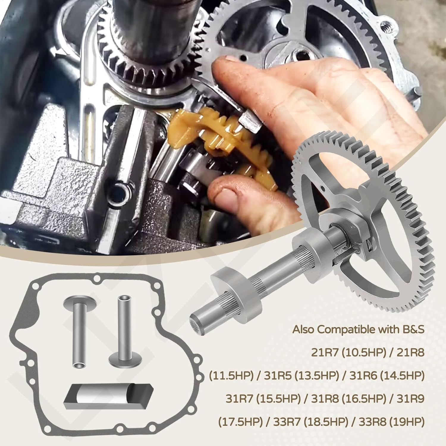 LIZEWEI 84005207 793880 Camshaft Kit W/691968 Governor & Oil Slinger for B&S, Replaces 391764, 490815, 84005207, 792681, Included 697110 272475S Gasket, 690564 Valve Tappet, 795387 Oil Seal image number 5