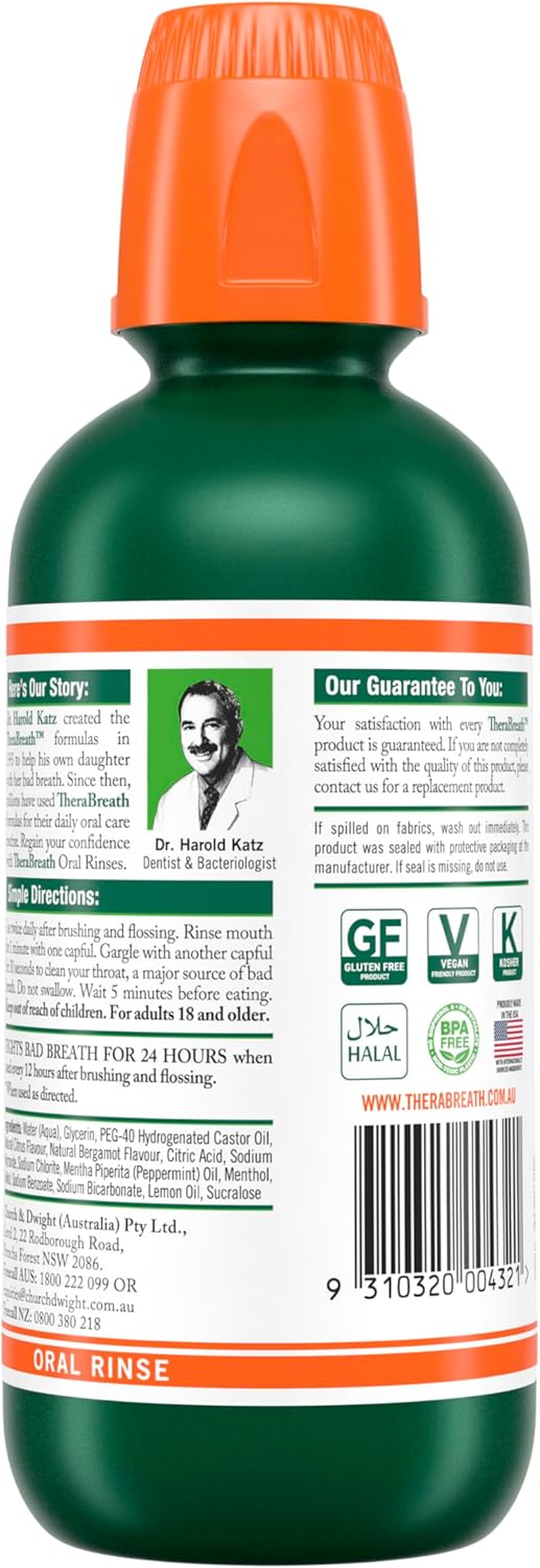 Therabreath Fresh Breath Oral Rinse, Rainforest Mint 473Ml - Alcohol-Free Mouthwash for Long-Lasting Fresh Breath image number 1