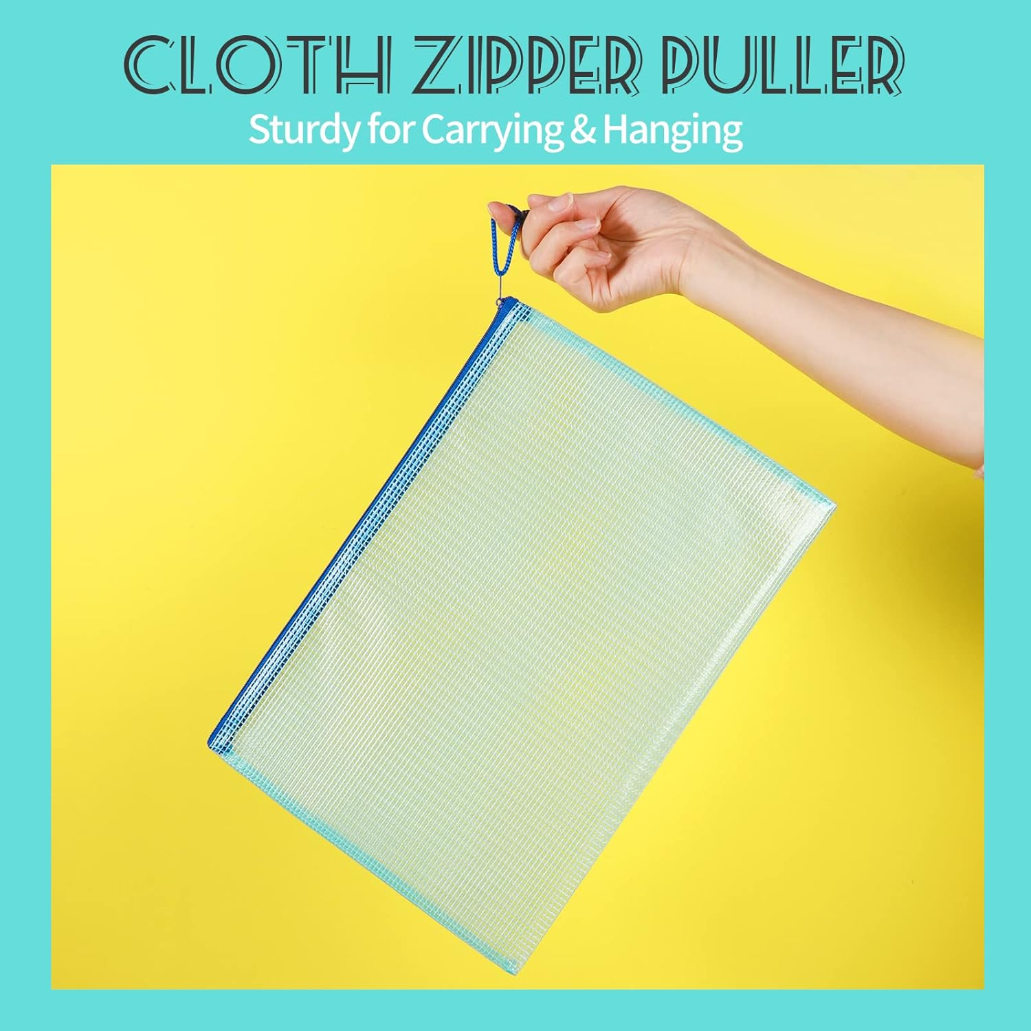 LEOBRO 4 Pack Mesh Zipper Pouch, 13.2X 9.2 A4 Letter Size Mesh Bags with Zipper, Plastic Envelopes Zip File Document Bags, Storage Bags for Organization Puzzles Travel, File Jackets & File Pockets image number 3