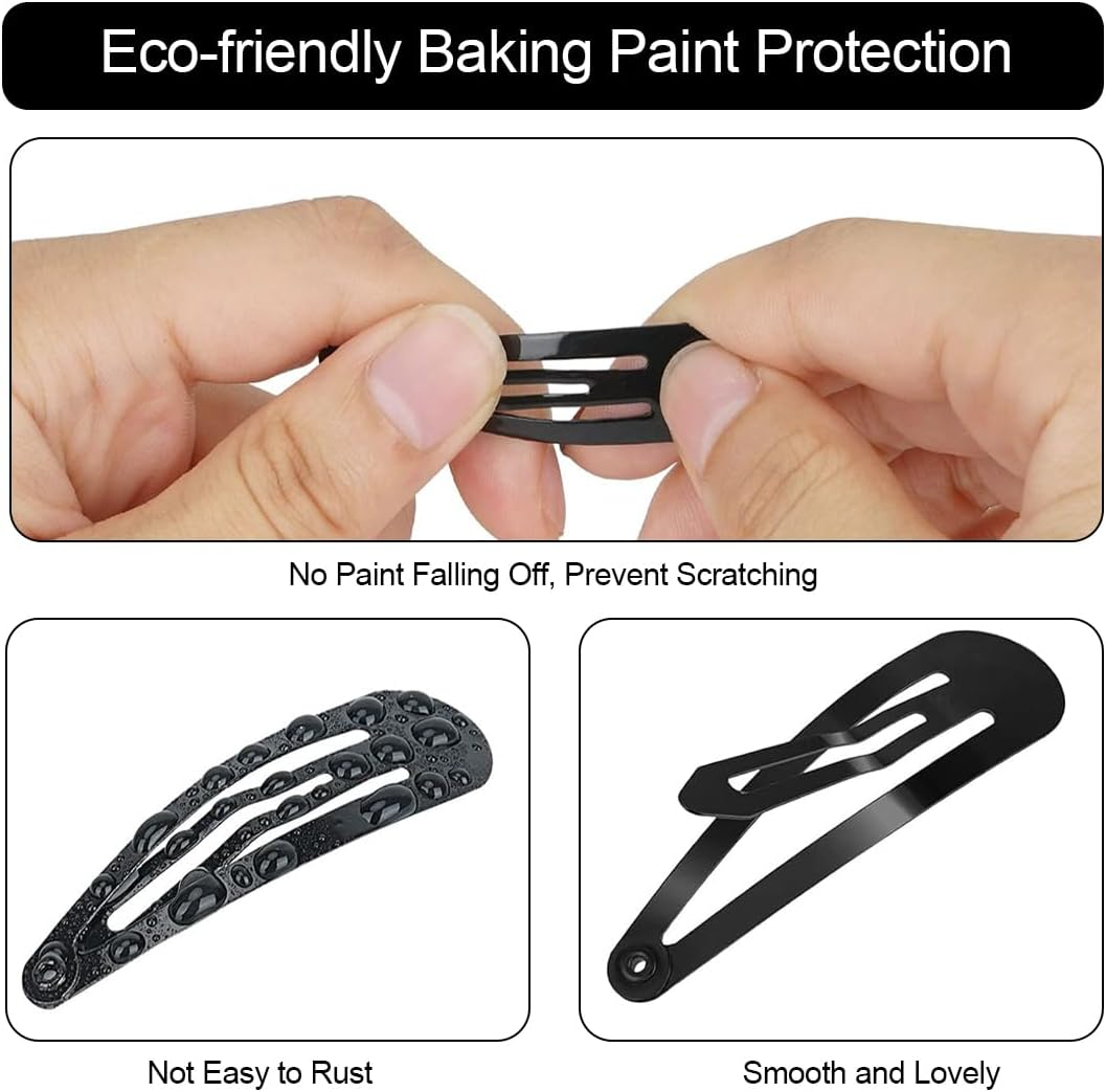 JRYXDS Pack of 10 5 Cm Metal Hair Clips, Ideal for Girls, Children and Women (Black) image number 1