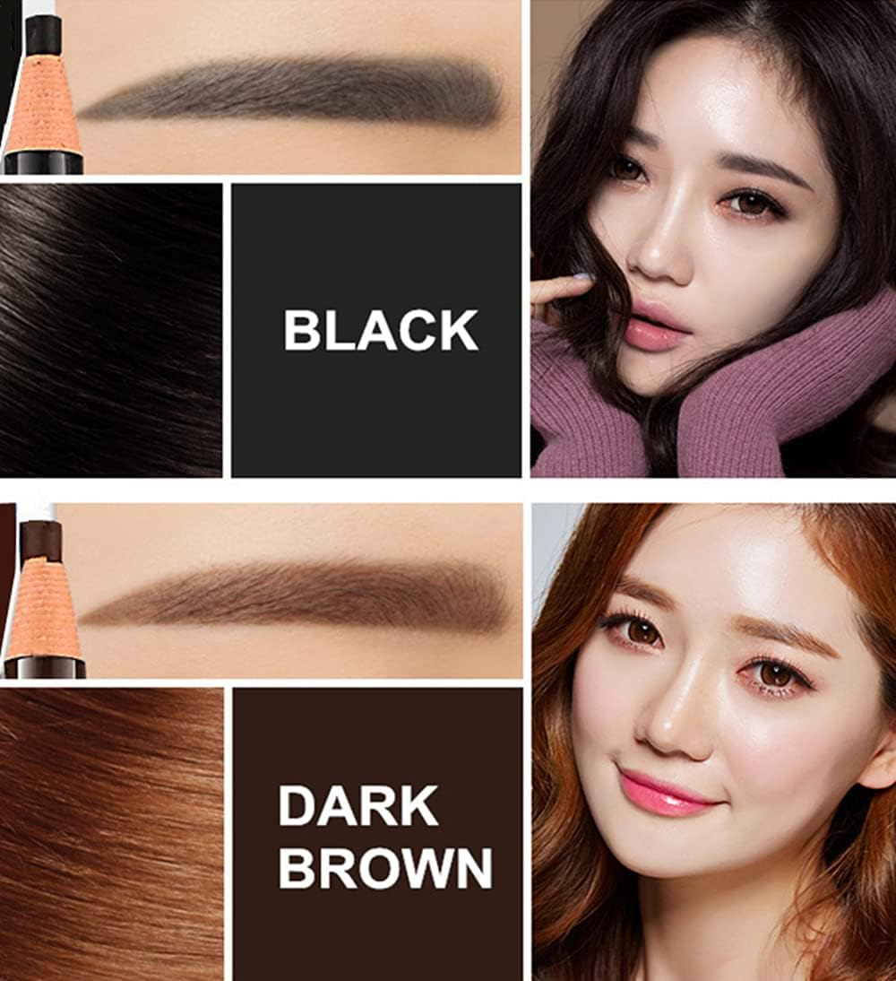 Go Ho 6 PCS Eyebrow Eye Liner Pencil Set,Easy to Color Sweatproof Eye Brow Pencil,Professional Long-Lasting Eyeliner Gel Makeup Brow Tint Pen,3 Colors(Black,Brown,Dark Brown) image number 3