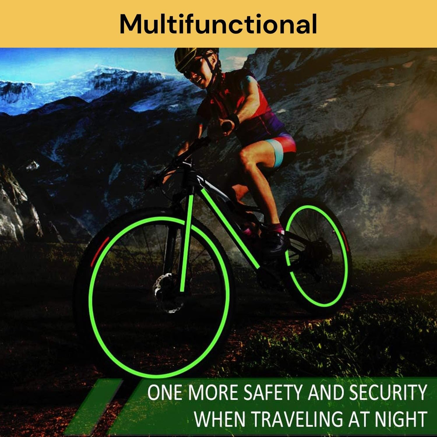 EZONEDEAL Reflective Tape, Glow Tape Glow in the Dark Tape Waterproof Luminous Fluorescent Tape Night Self-Adhesive Safety Sticker Warning Security Decoration (2Pcs (10Mm X 3M)) image number 3