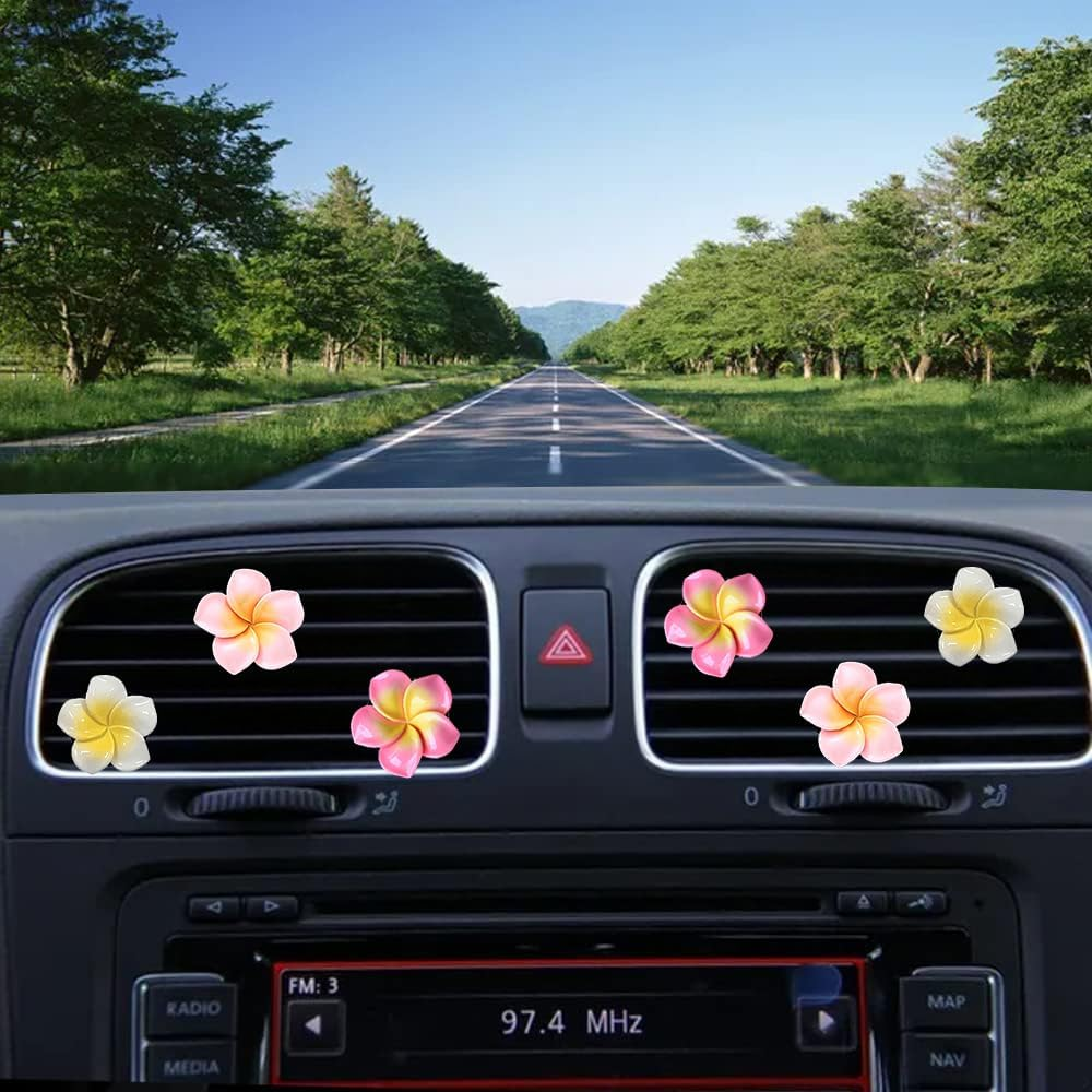 6 PCS Car Vent Air Freshener Clip Women Cute Car Decorations Accessories Pink Flower Car Interior Accessories (6 Pcs Egg Flower)