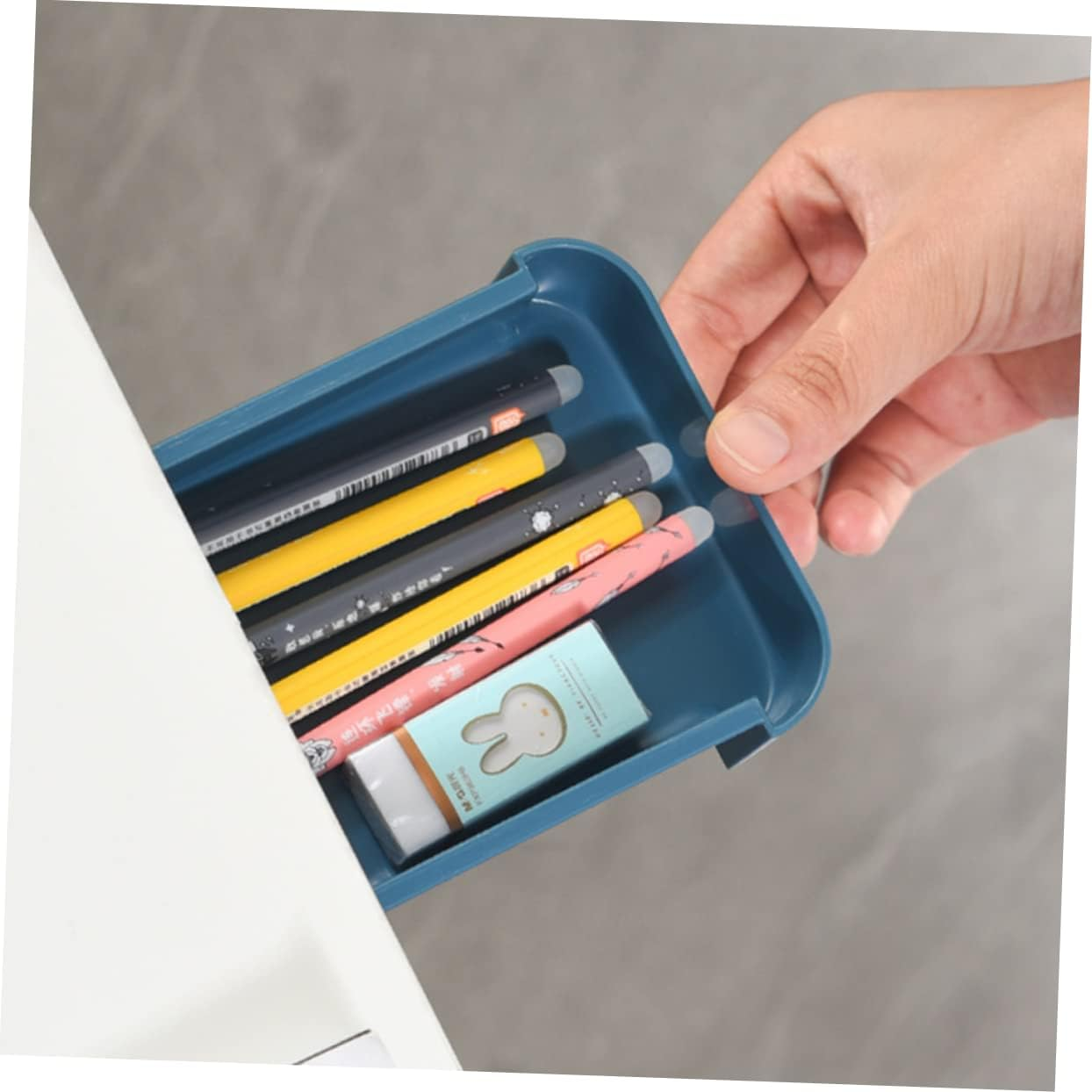 2Pcs Aesthetic Pencil Case under Desk Pen Case Hidden Storage Office Table Bottom Organizer image number 4