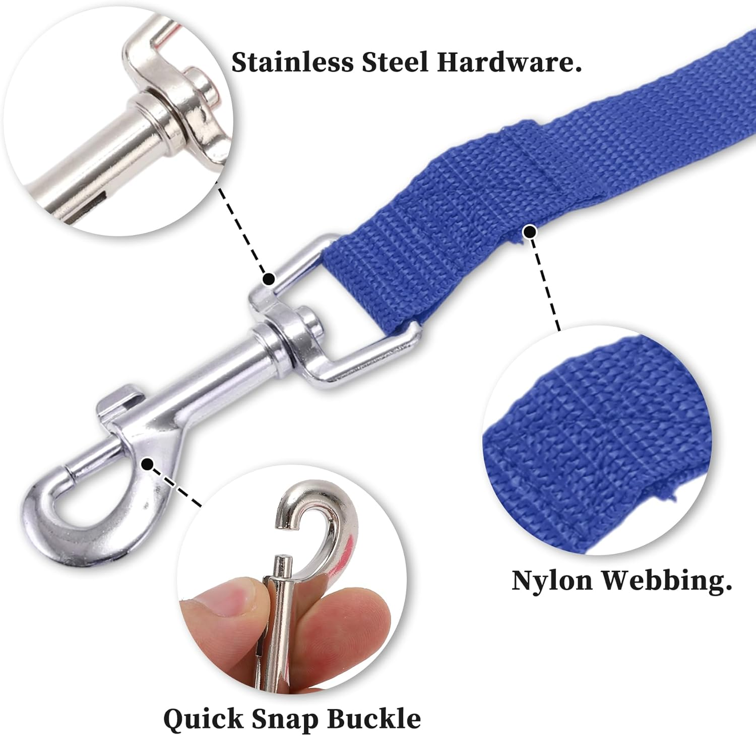 CAPASTEC Training Lead for Dogs, 19.7 Ft Puppy Leashes with Foam Handle, Blue image number 2