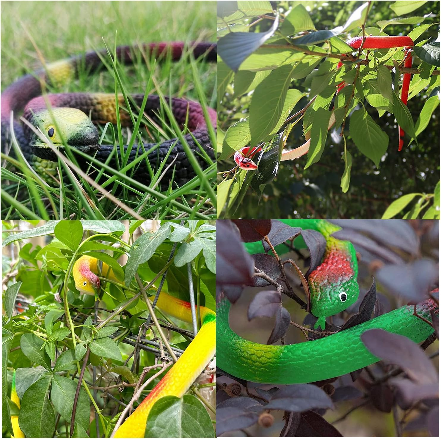 4 Packs Realistic Rubber Snake to Keep Birds Away &ndash; 29 Inch Plastic Forest Fake Snakes April Fools Day Party Halloween Decoration for Garden Props to Scare Birds, Squirrels, Mice, Pranks image number 2