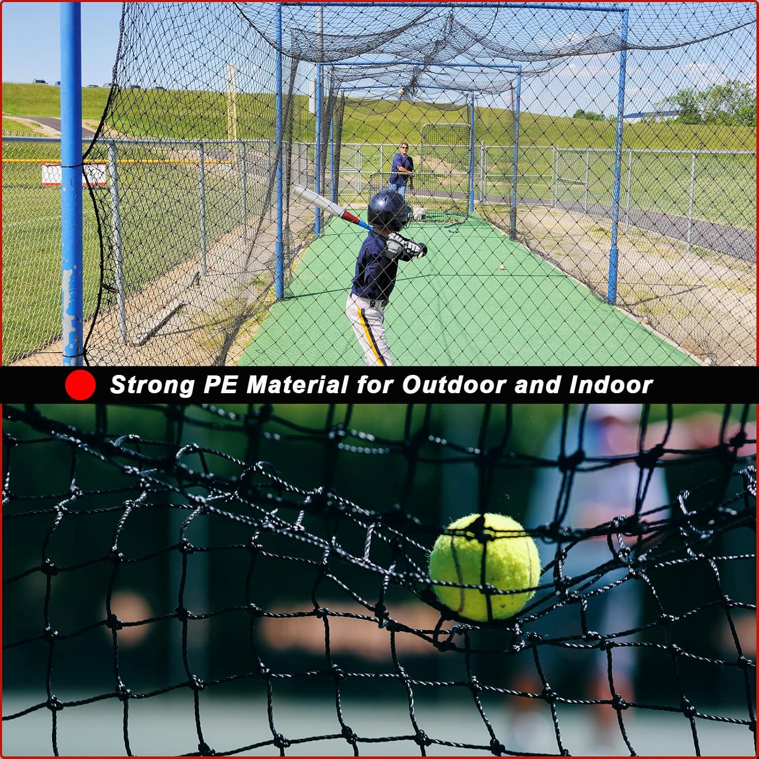 AOLIGEIJS Baseball Softball Backstop Nets,Sports Net,Sports Netting Barrier,Sports Netting for Backyard,Twisted Knotted PE Net image number 4