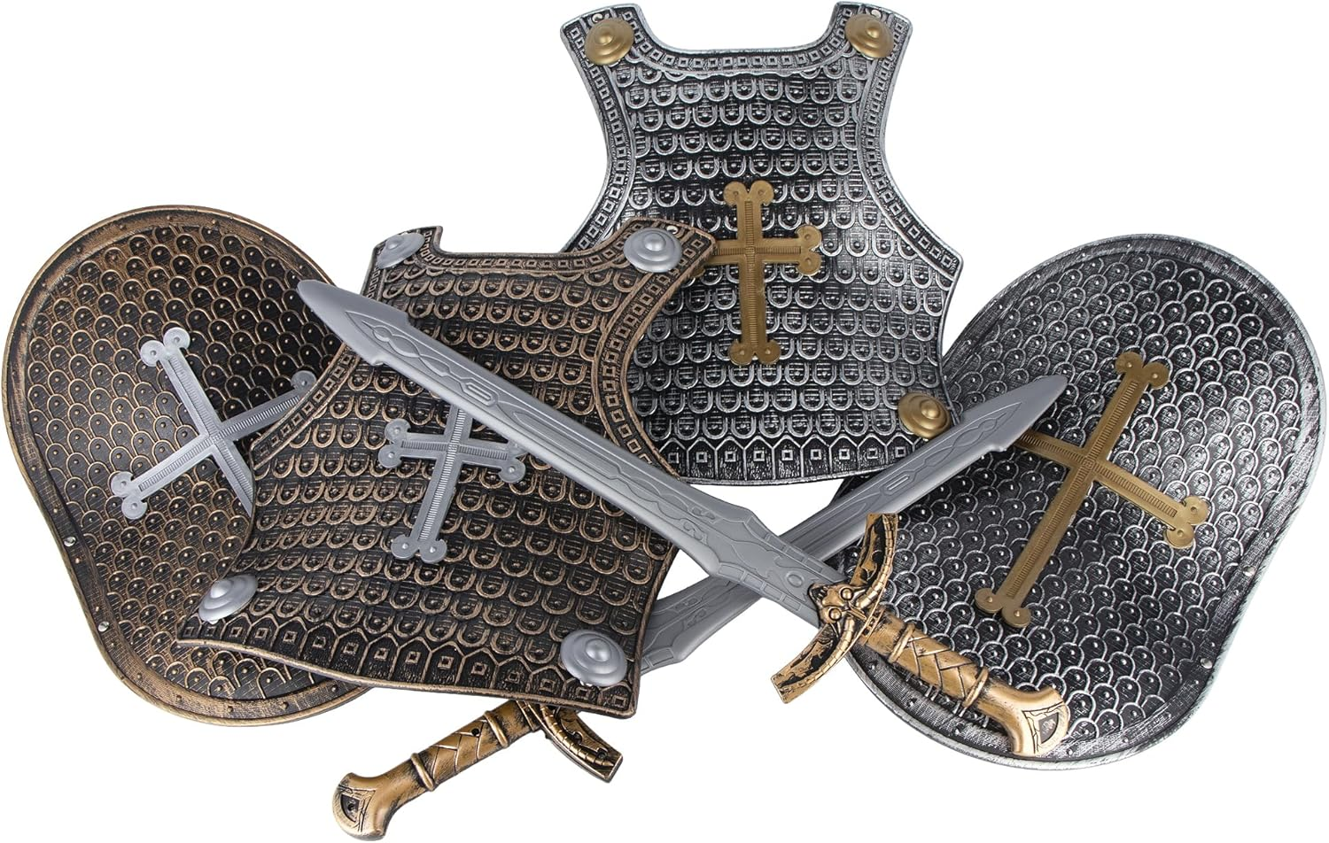 Crusaders Medieval Knight Armor Props Set Including Chest Plate Shield and Swords image number 3