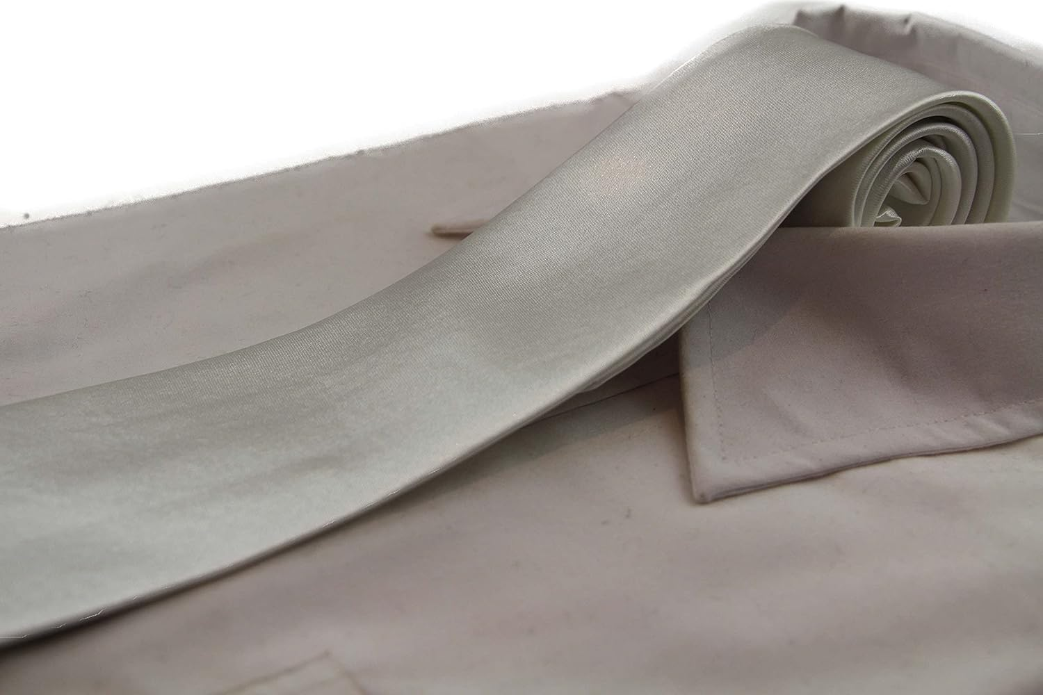 Mens Ivory 8Cm Plain Neck Tie image number 3