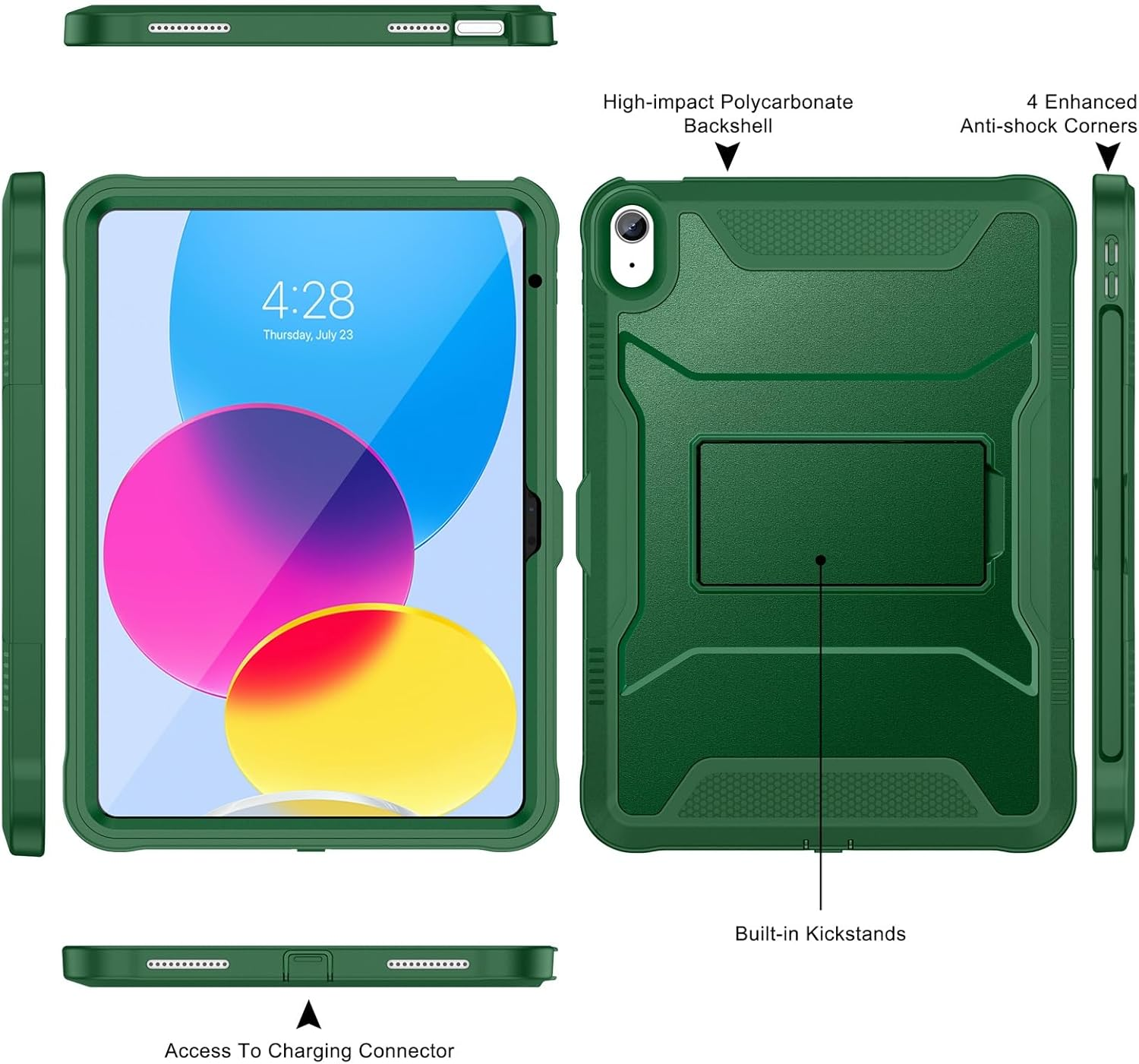 Soke Case for Ipad (A16) 11Th Generation 11-Inch 2025, Ipad 10Th Generation 10.9-Inch 2022, with Built-In Screen Protector and Kickstand, Rugged Full Body Protective Cover - Alpine Green image number 1