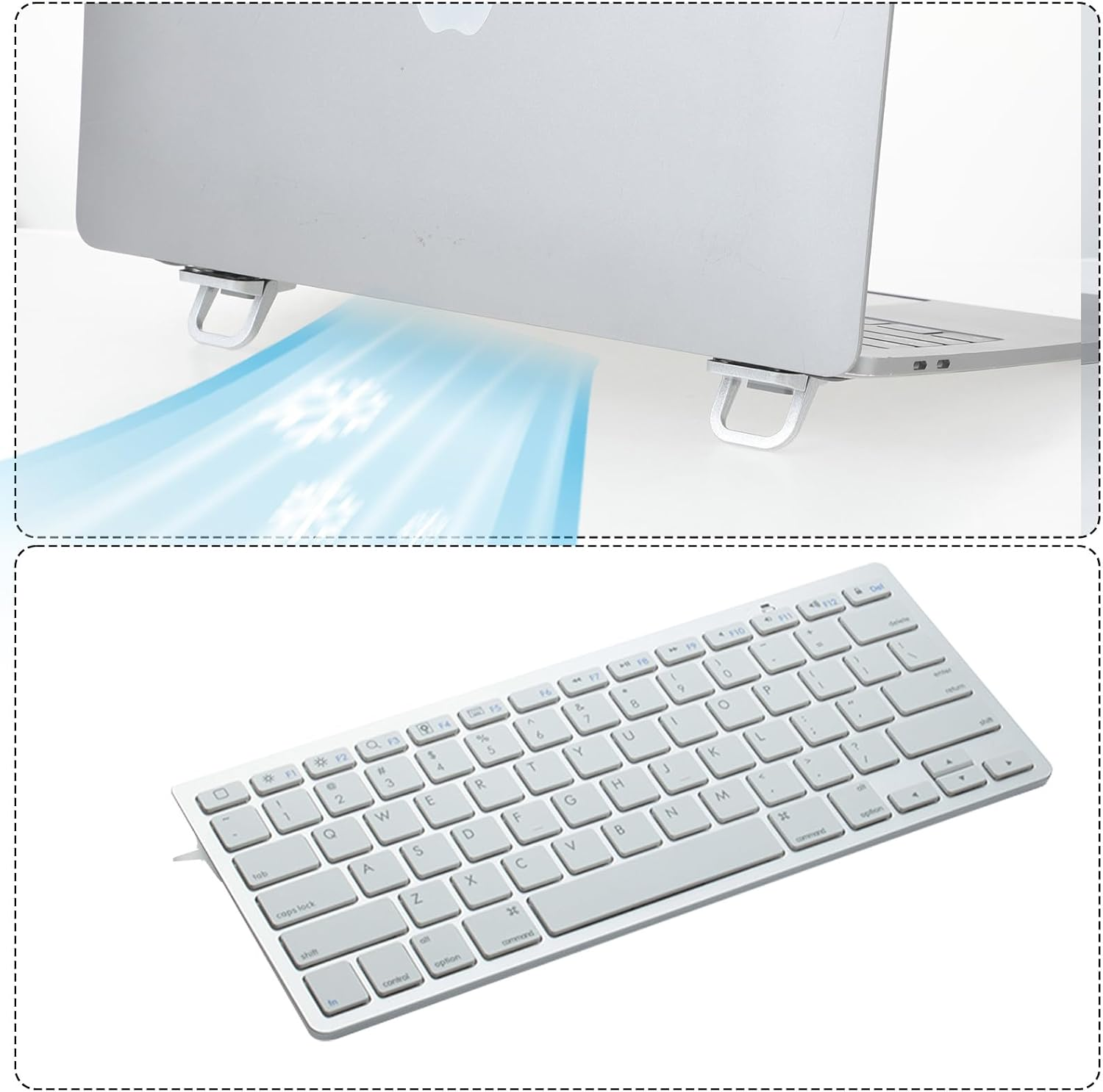 2PCS Keyboard Stands, Self-Adhesive Mini Laptop Stand, Portable Laptop Stand, Invisible Computer Keyboard Stand for Desk, Laptop Stand for Macbook, Dell, HP and Other 10-18 Inches Laptop, Silver image number 2