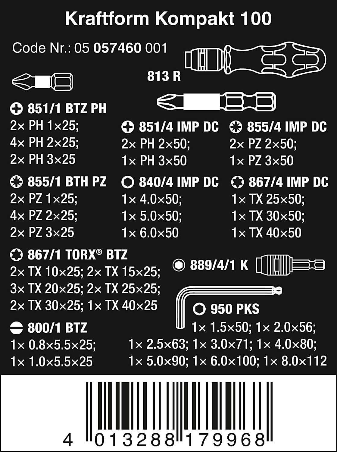 Wera Kraftform Kompakt 100 Screwdriver 52 Piece image number 4