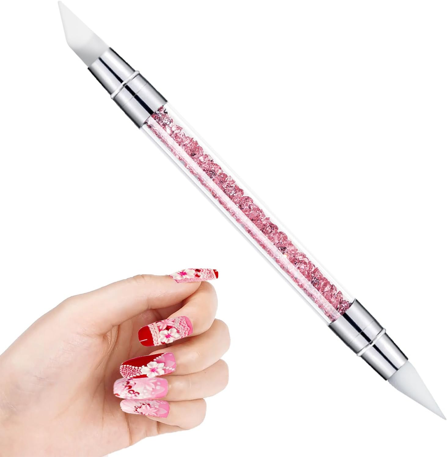 Two Head Manicure Carving Pen,Silicone Brush,Rhinestone Nail Polish Carving Pen,For Shaping 3D Effect - 1 image number 3