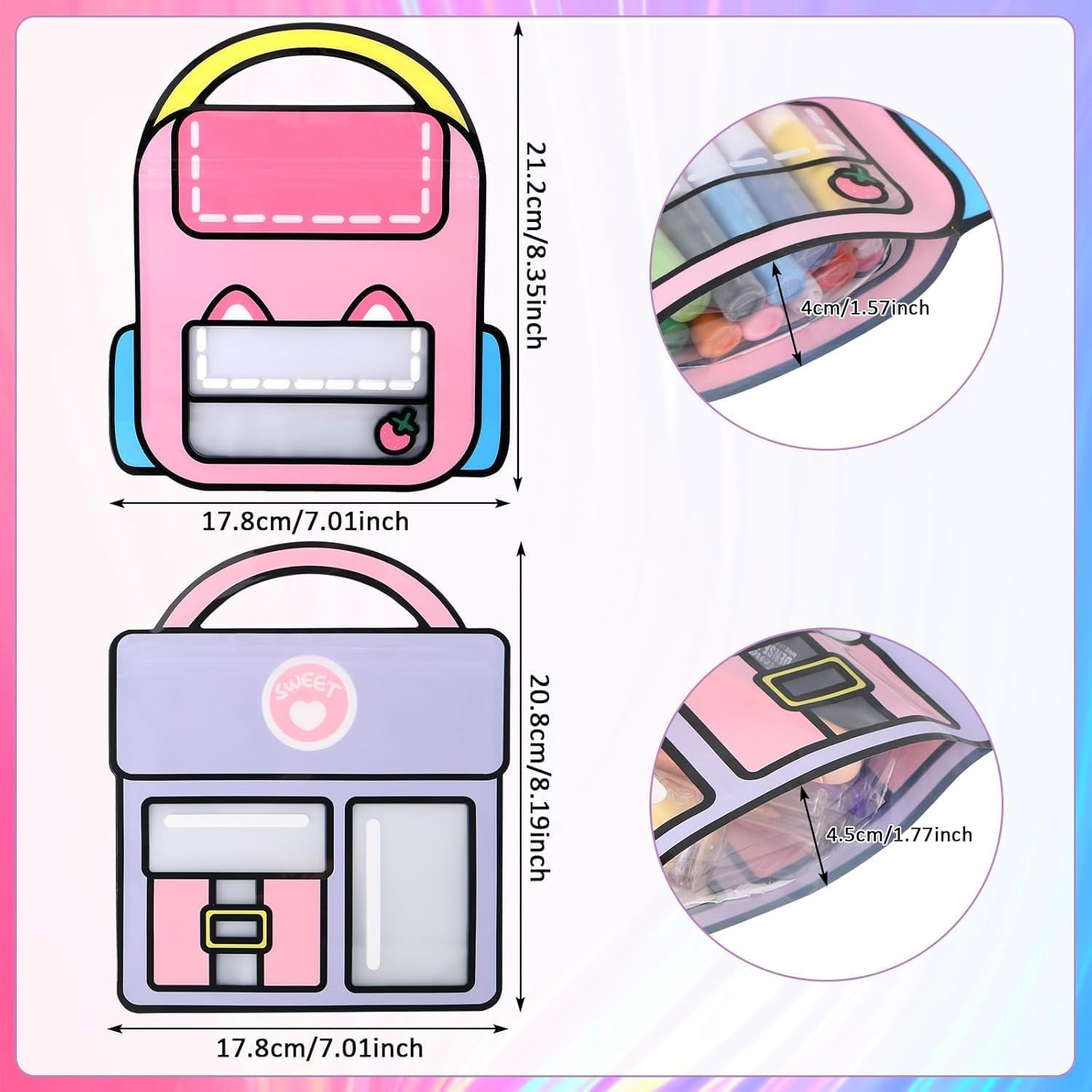 20 Pcs Reusable Party Favour Bags - Print with Handles | Ziplock Eco Goodie Bags for Birthdays, Beach Parties & Bush,Christmas Halloween Candy Bags image number 3