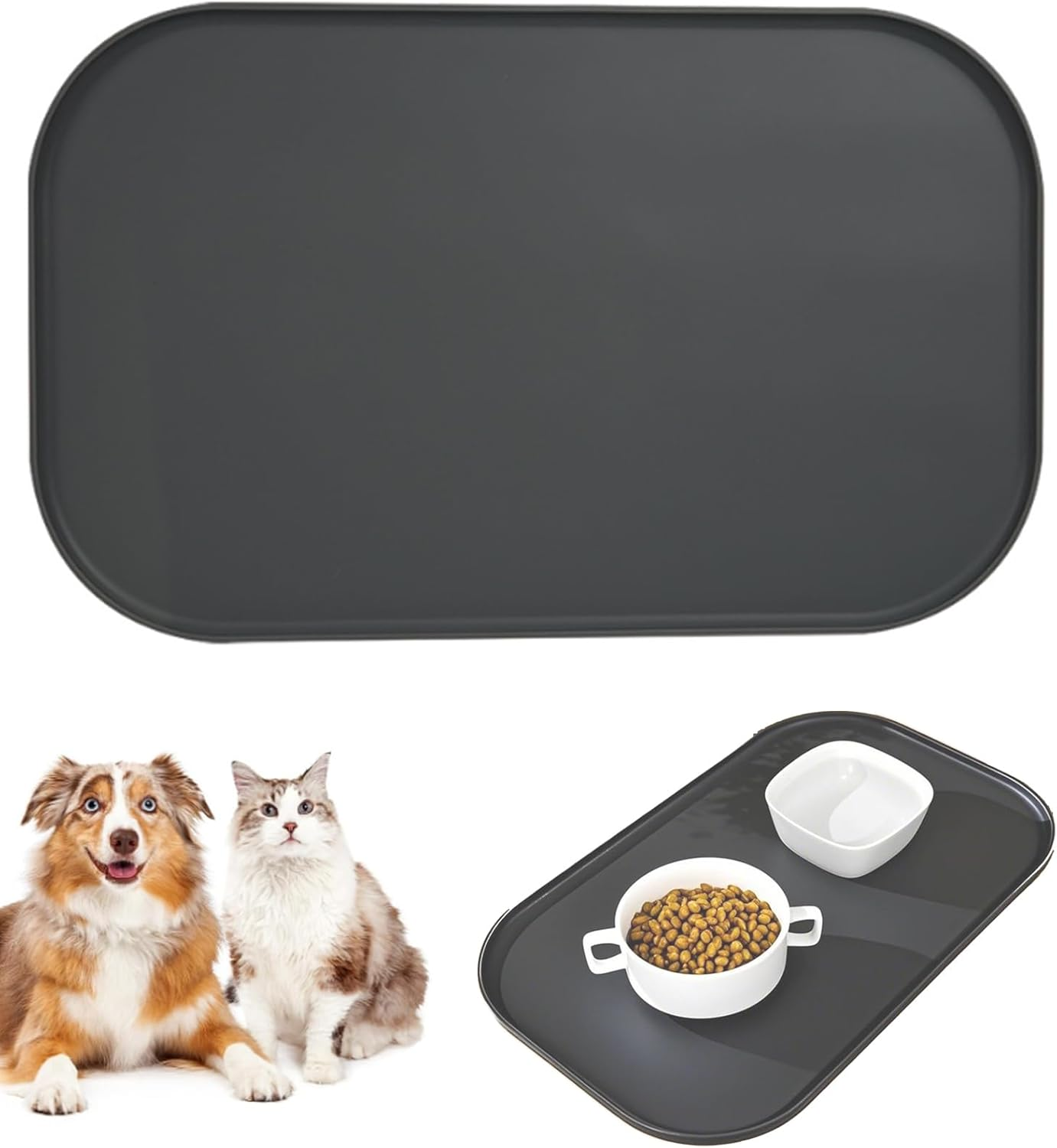 Octonyluck Waterproof Silicone Feeding Mat for Dogs and Cats, Non-Slip, Easy to Clean, Food Safe, Available, 44 X 27 Cm, Black image number 4
