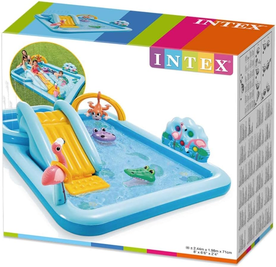 Intex 57161EP 96" X 78" X 28" Inflatable Jungle Adventure Play Center Spray Kiddie Pool for Ages 2 and Up