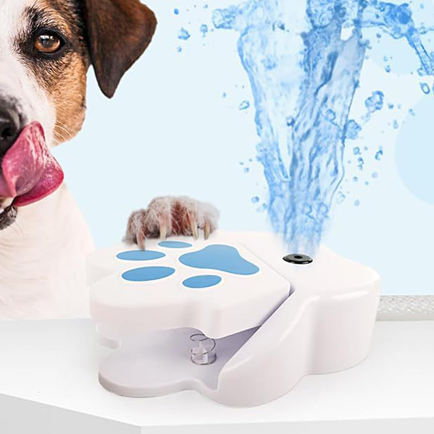 Pet Fountain Puppy Garden Toy with Water Dispenser | Controlled Treadmaid for Garden Dog Drinking Fountain - Puppy Garden Toy with Water Dispenser - Paw-Controlled Tritac Pet Hydration System Puppy image number 2