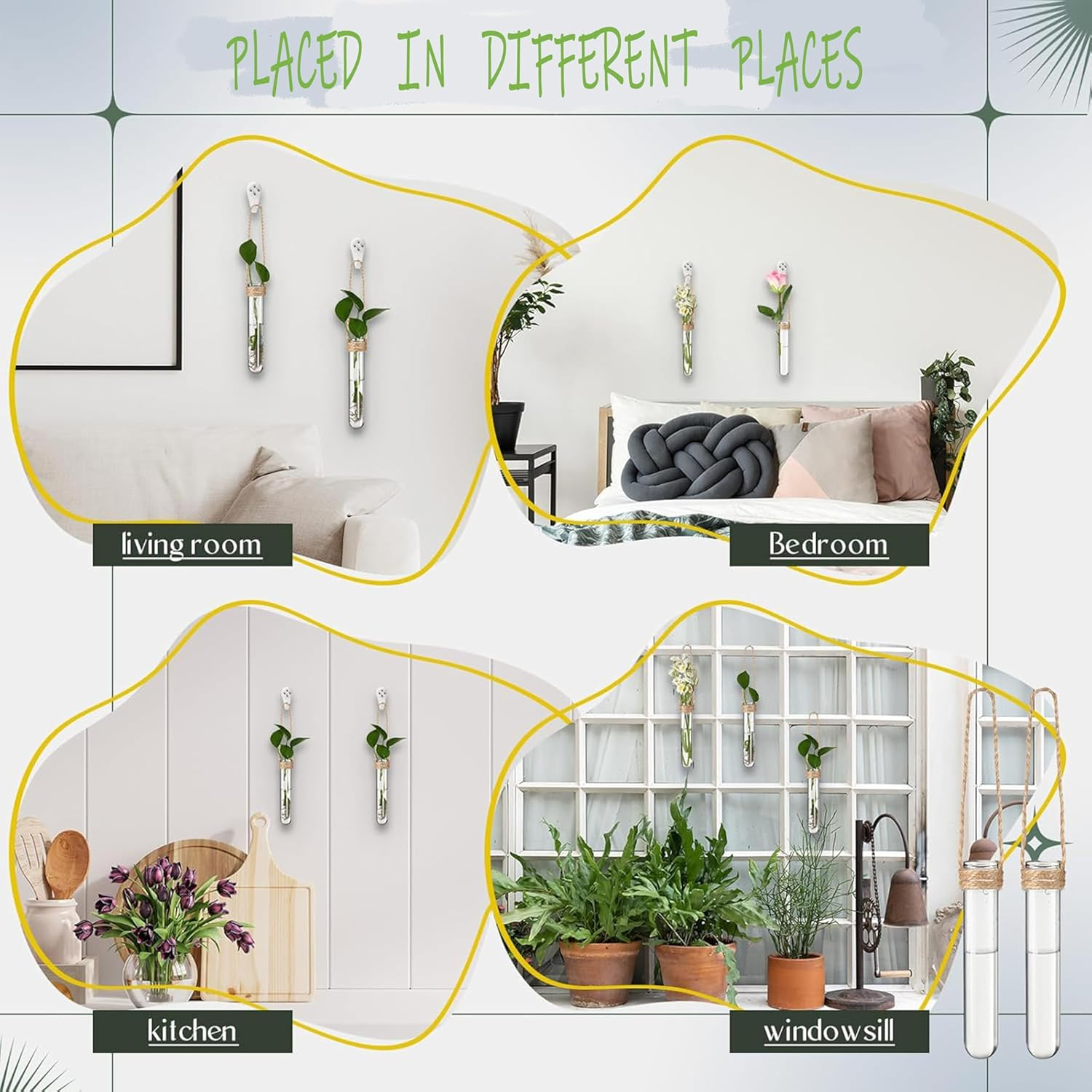 12-Pack Glass Hanging Vases,Flower Decor,Wall Planters for Plant Propagation Station,Wall Mounted Vase Cultivation,Ideal for Hydroponics in Home,Office,Or Garden,Great Gift image number 5