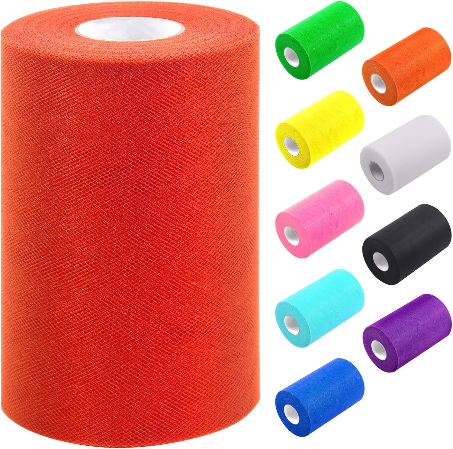 Tanstic 1Pc Red Tulle Fabric Roll, 6 Inch X 100 Yards Tulle Ribbon Fabric Spool Fabric Tulle Roll for DIY Tutu Bow, Birthday Party Wedding Decorations - Black image number 3