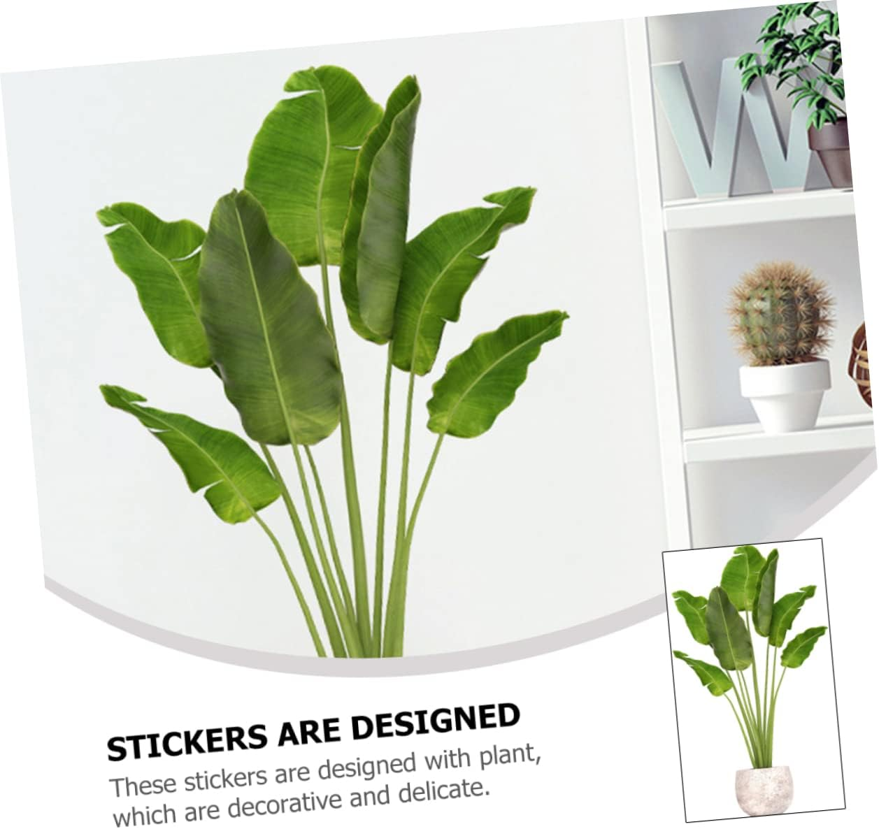 HAKIDZEL Potted Plant Wall Sticker for Boy Girl Decorative Wall Decal with Greenery Design Easy to Apply and Remove for Living and Bedroom Decor image number 3