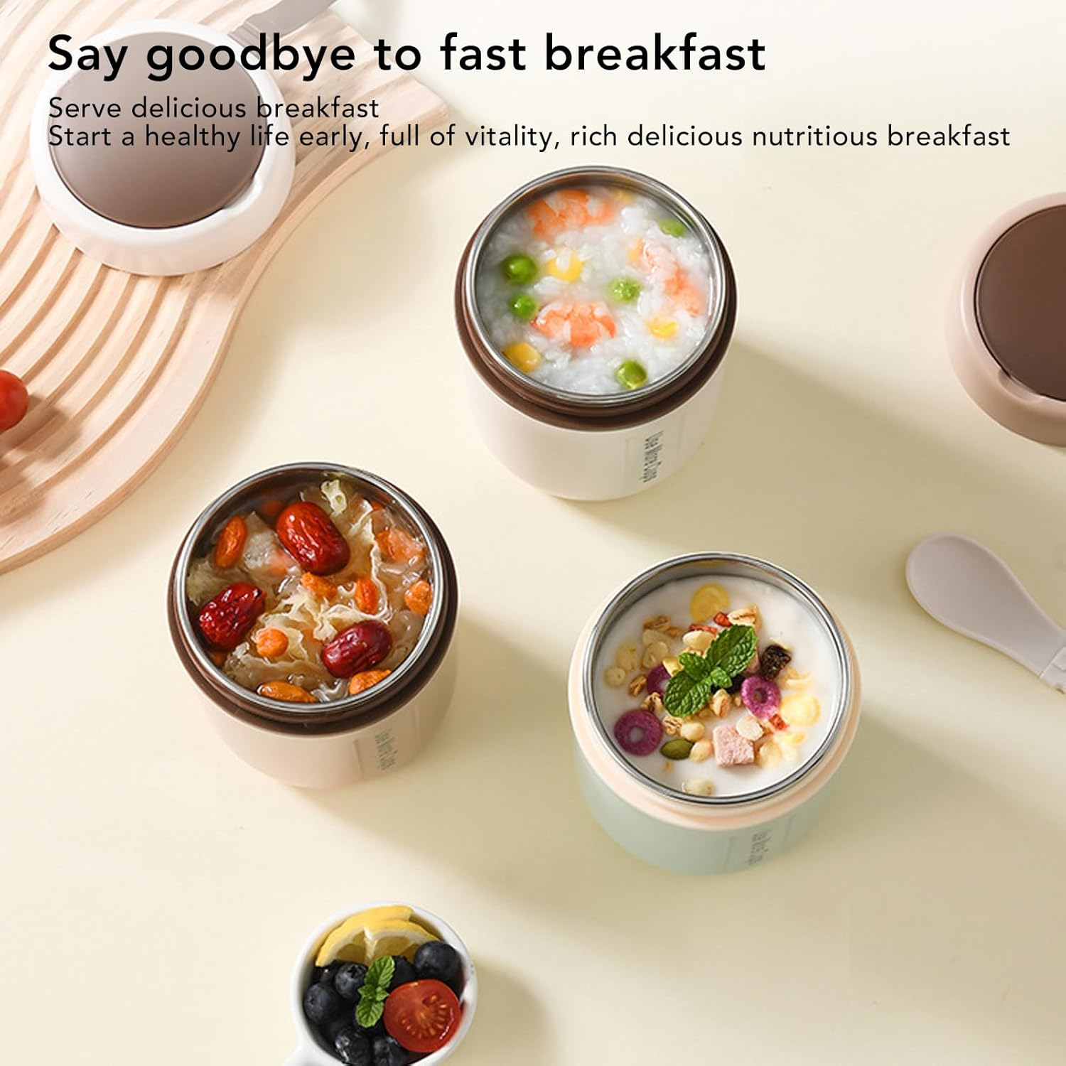 Insulated Food Jar, 600Ml Stainless Steel Soup Thermo Leakproof Insulated Food Container Portable Vacuum Insulated Kids Food Jar with Folding Spoon for School Office Picnic