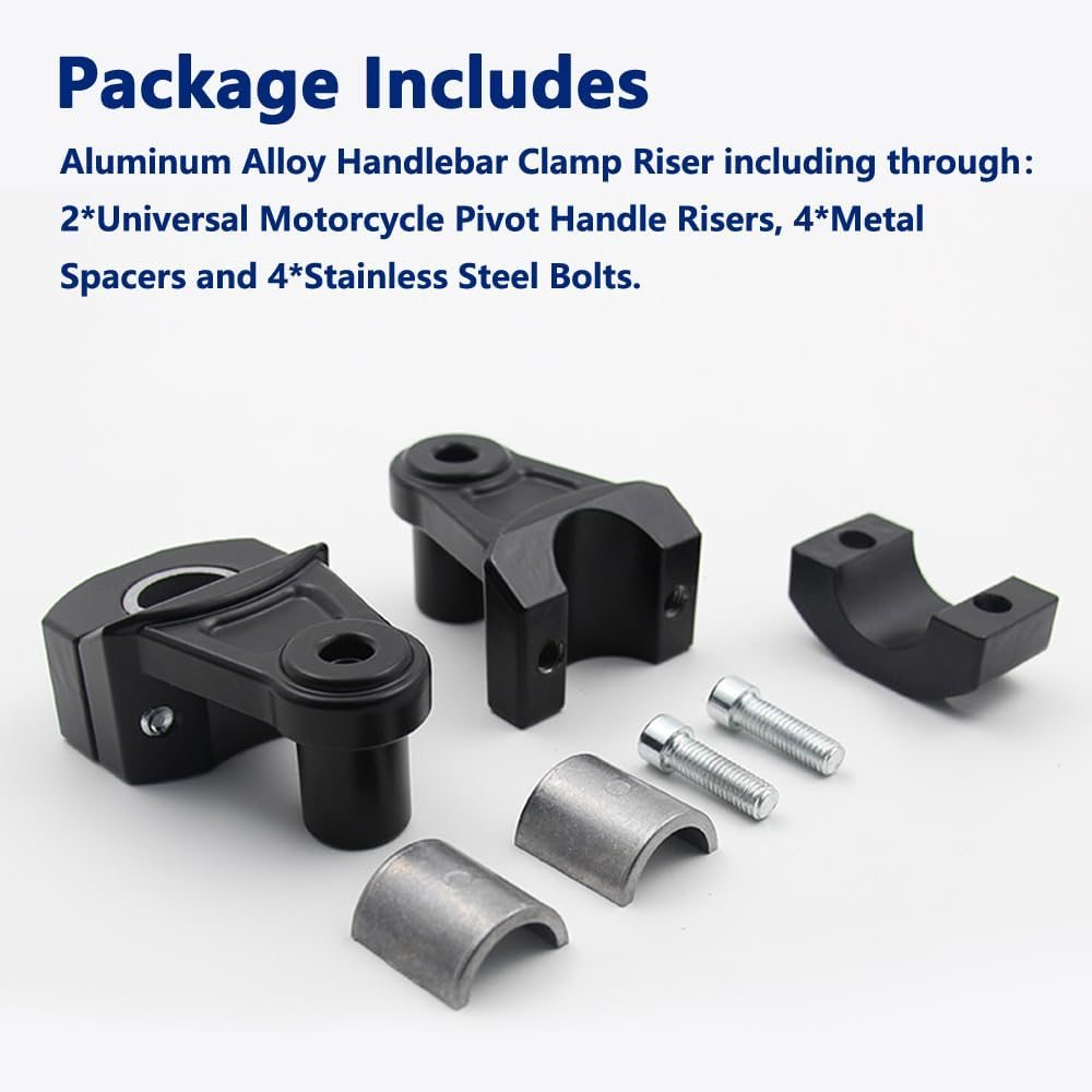 2 Inch Pivot Handlebar Risers Universal Motorcycle for 7/8" (22Mm) Bar Clamps, 2 in Universal Motorcycle Handlebar,Pivoting Handlebar Clamp Risers for 7/8" or 1 1/8 28Mm (Black) 2 PCS - Silvery image number 5