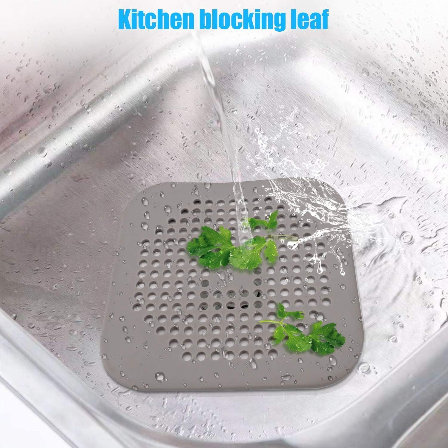 2 Pack Hair Catcher,Square Drain Cover for Shower Silicone Hair Stopper with Suction Cups,Easy to Install Suit for Bathroom,Bathtub,Kitchen (Grey White) image number 5