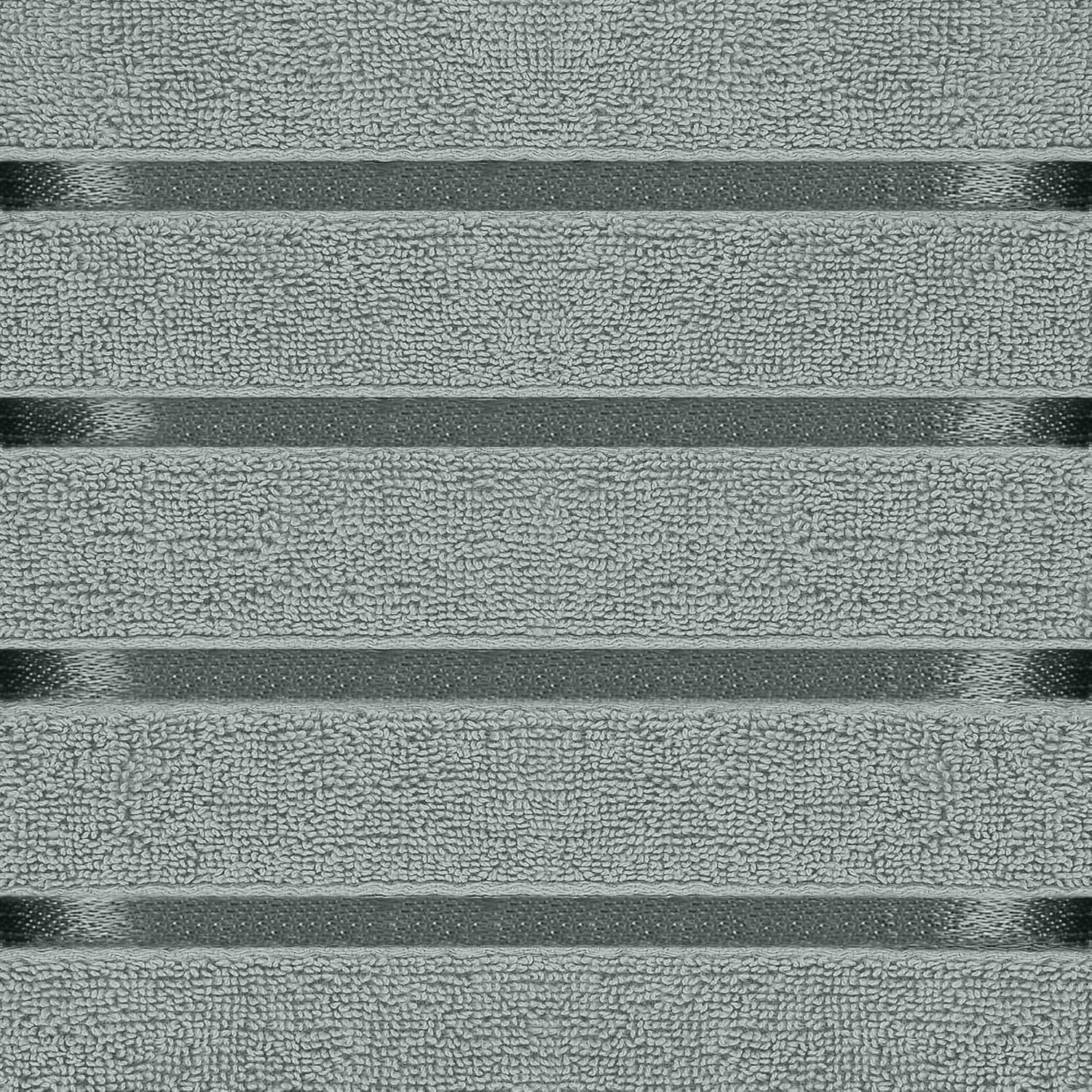 Utopia Towels 8-Piece Luxury Towel Set, 2 Bath Towels, 2 Hand Towels, and 4 Wash Cloths, 600 GSM 100% Ring Spun Cotton Highly Absorbent Viscose Stripe Towels Ideal for Everyday Use (Cool Grey)