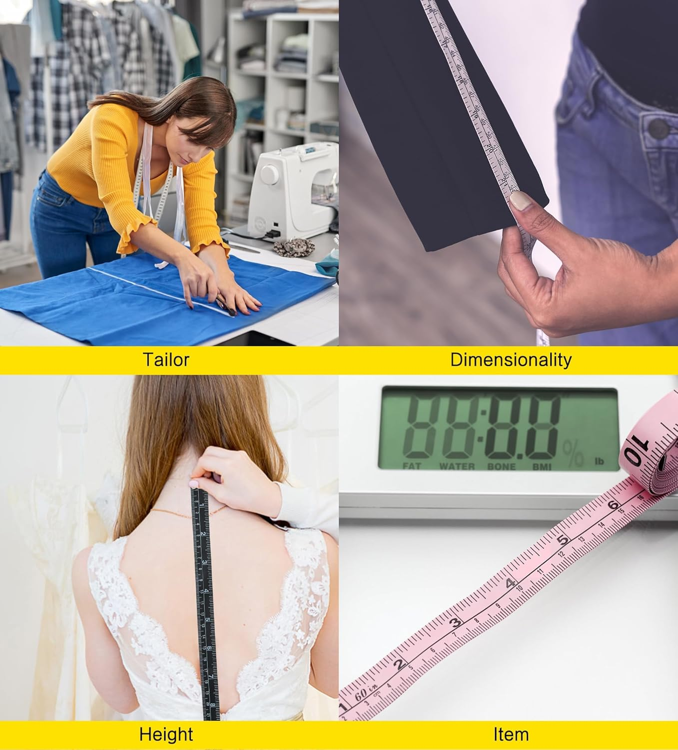 YBVABE Soft Tape Measure 2 Pack 152Cm/60Inch Double Scale Soft Tape Measure Body Sewing Flexible for Weight Loss Medical Body Measurement Sewing Tailor Craft, Has Inches Scale on Reverse Side image number 3