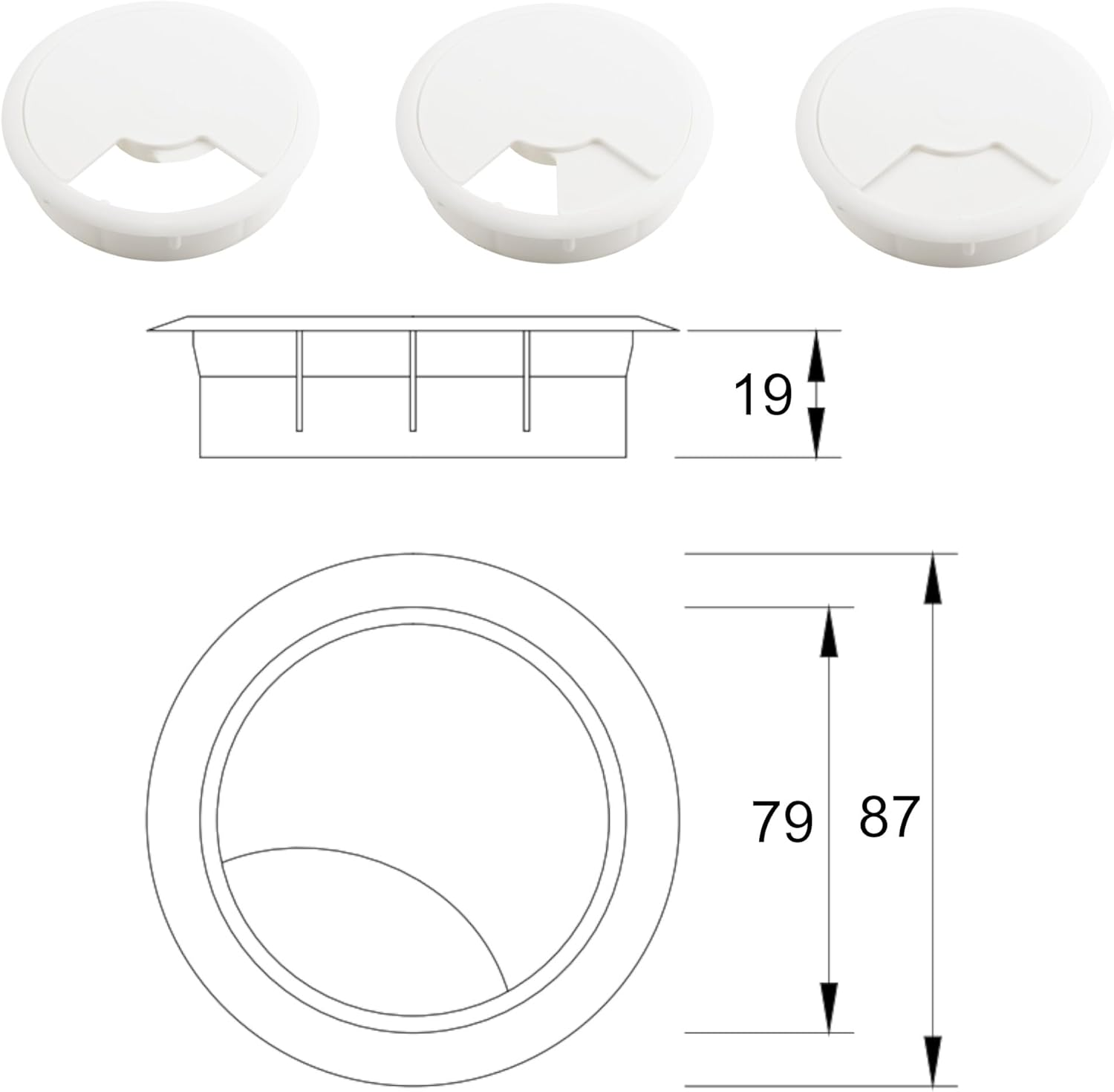 Cyclingcolors 2 X Cable Grommets 80 Mm Furniture Office Cable Management Cable Outlet Cable Box Plastic White
