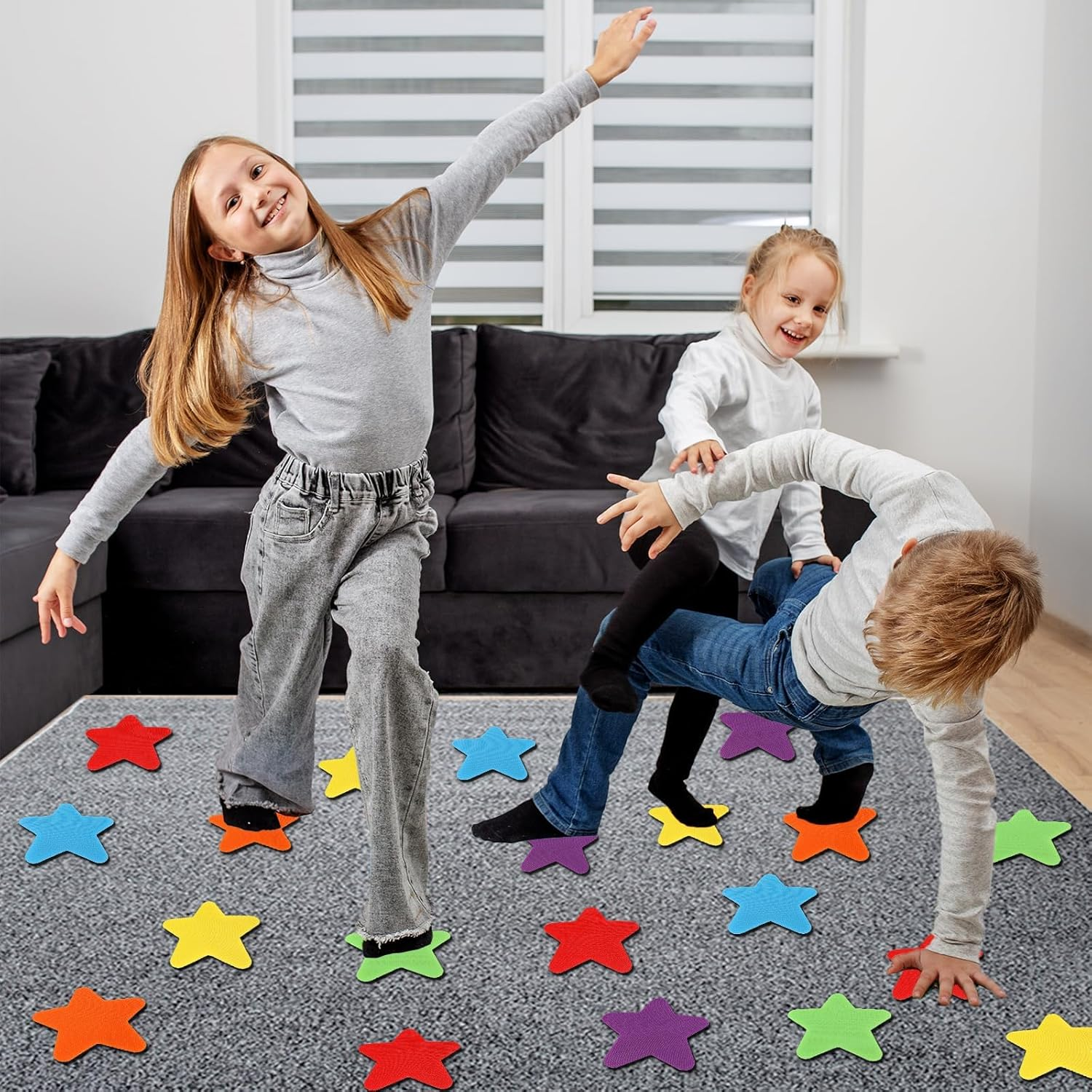 Azttior Pack of 24 Star Carpet Dots for Classroom, Floor Dots, Carpet Markers for Nursery, Non-Slip Floor Marking, Carpet Dots for Learning Office, Primary School, Teacher Supplies (6 Colours) image number 4