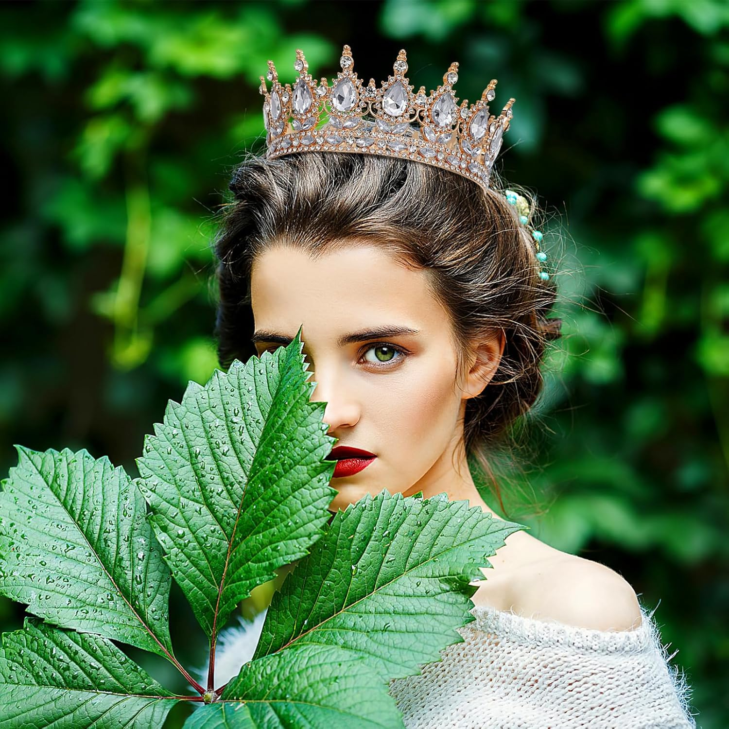 ULTECHNOVO Queen Rhinestone Crown for Women: Bride Royal Crystal Headband Princess Quinceanera Headpieces - Costume Party Hair Accessories for Wedding Birthday Prom Pageant Party