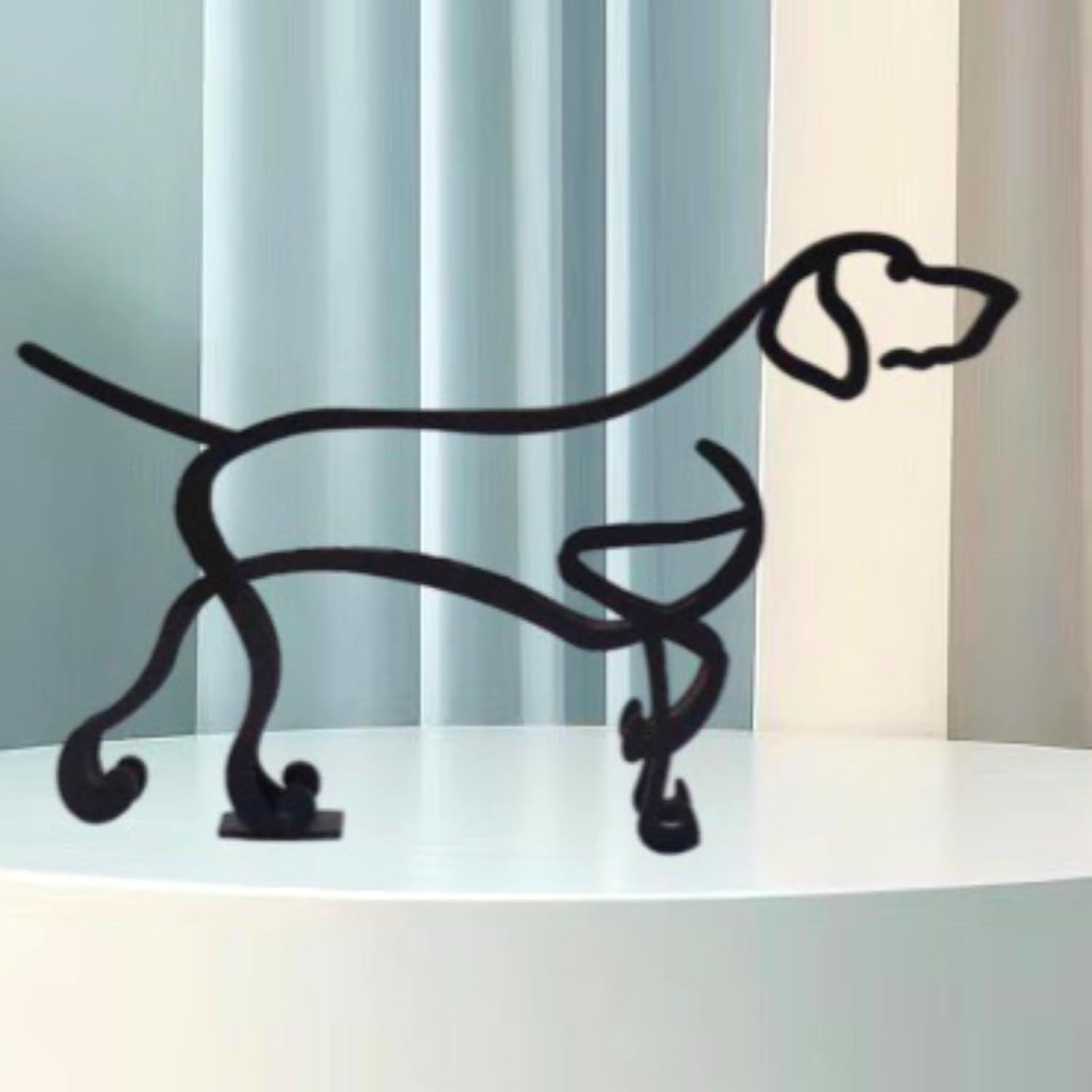 Metal Wire Dog Art Sculpture, Abstract Geometric Minimalist Ornament, Black image number 2