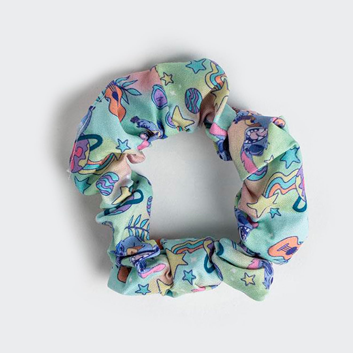 Disney Stitch Hair Scrunchies for Girls and Women, Non-Slip and Soft Ponytail Holder - 3 Scrunchies Set (2 Printed, 1 Solid Colour) image number 4