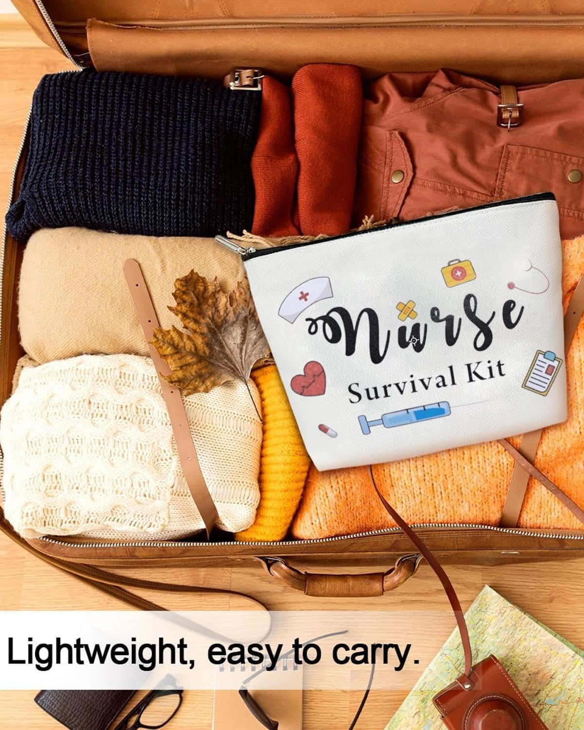 TPZORJX Nurse Accessories, Nurse Survival Kit Bag, Cosmetic Multi-Purpose Makeup Bag, Canvas Pen Case, Toiletries, Funny Travel Bag with Zip, School Supplies Gifts