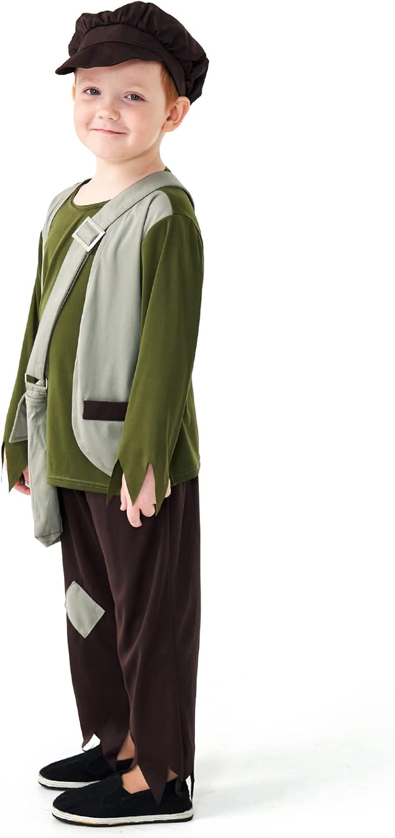 Kids Victorian Poor Boy Costume Boys Colonial Pioneer Costume Villager Boys Cosplay Costume Halloween Funny Dress Up image number 4