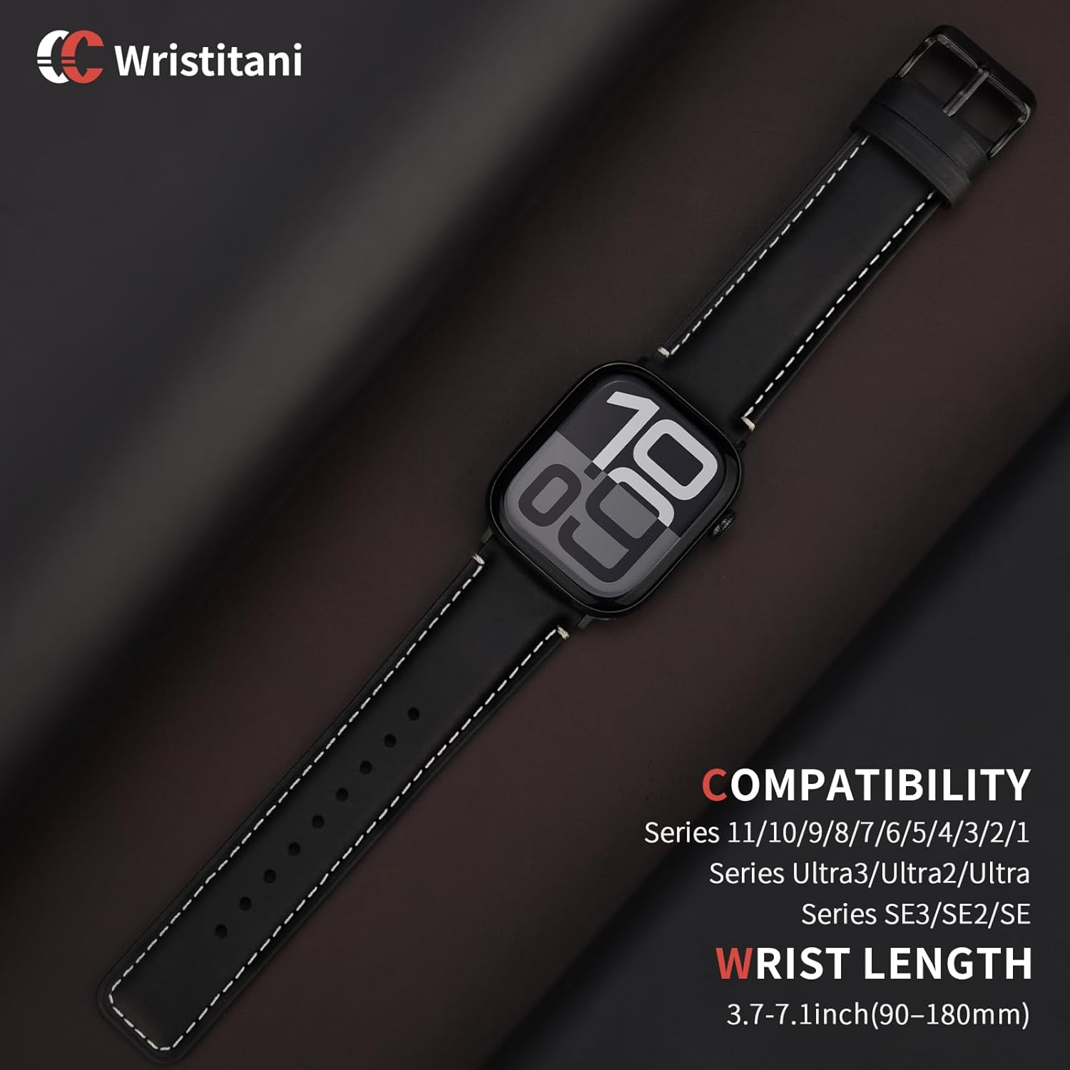 Wristitani Leather Band Compatible with Apple Watch Straps 49Mm 46Mm 45Mm 44Mm 42Mm 41Mm 40Mm for Men, Genuine Leather Replacement Band for Iwatch Ultra3/2/1 SE3/2/1 Series 11 10 9 8 7 6 5 4 image number 1