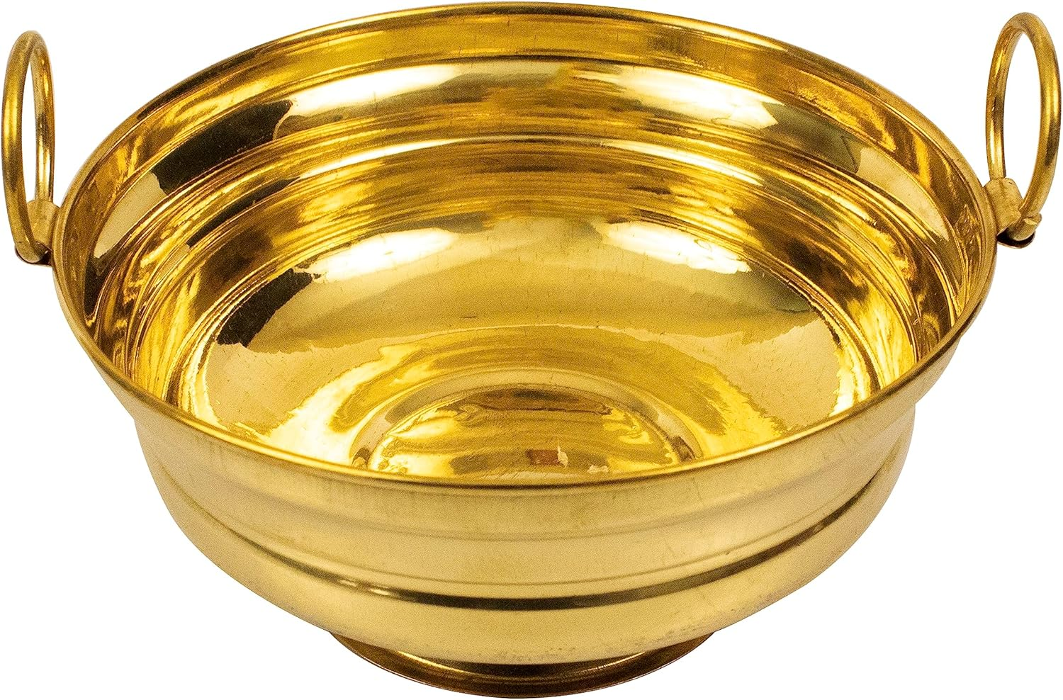 Brass Urli Decorative Bowl Vessel, Home Decor Festive Gift Item- Small Urli with Hook 13 Cm image number 3