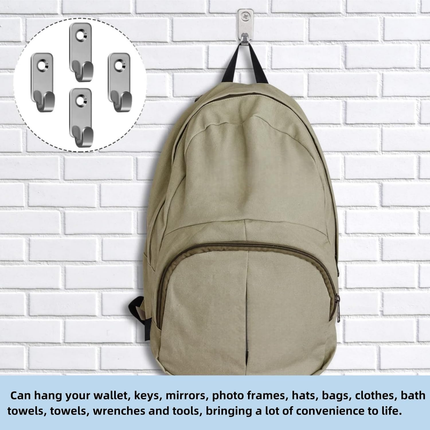 10 Pack Heavy Duty Picture Hangers Mirror Hooks - 304 Stainless Steel Wall Mounted Mini J Wall Hooks for Picture Frame Hardware for Hanging Mirror Hanging Hardware Band Screw image number 3