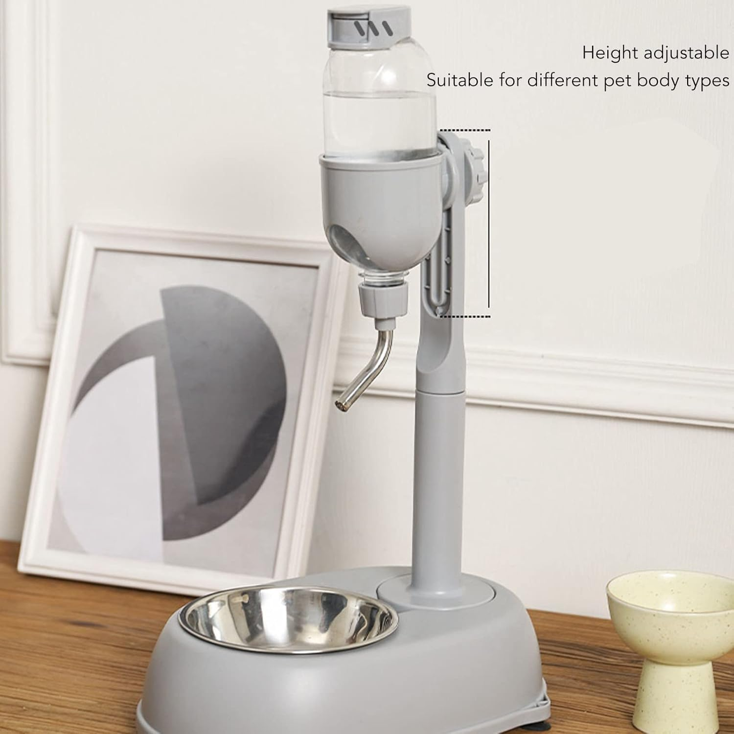 Auto Pet Standing Water Dispenser Bowl, Pet Standing Water Dispenser Bowl Skid Ball Design Height Adjustable 2 in 1 with Suction Cup Bottom for Dog image number 4