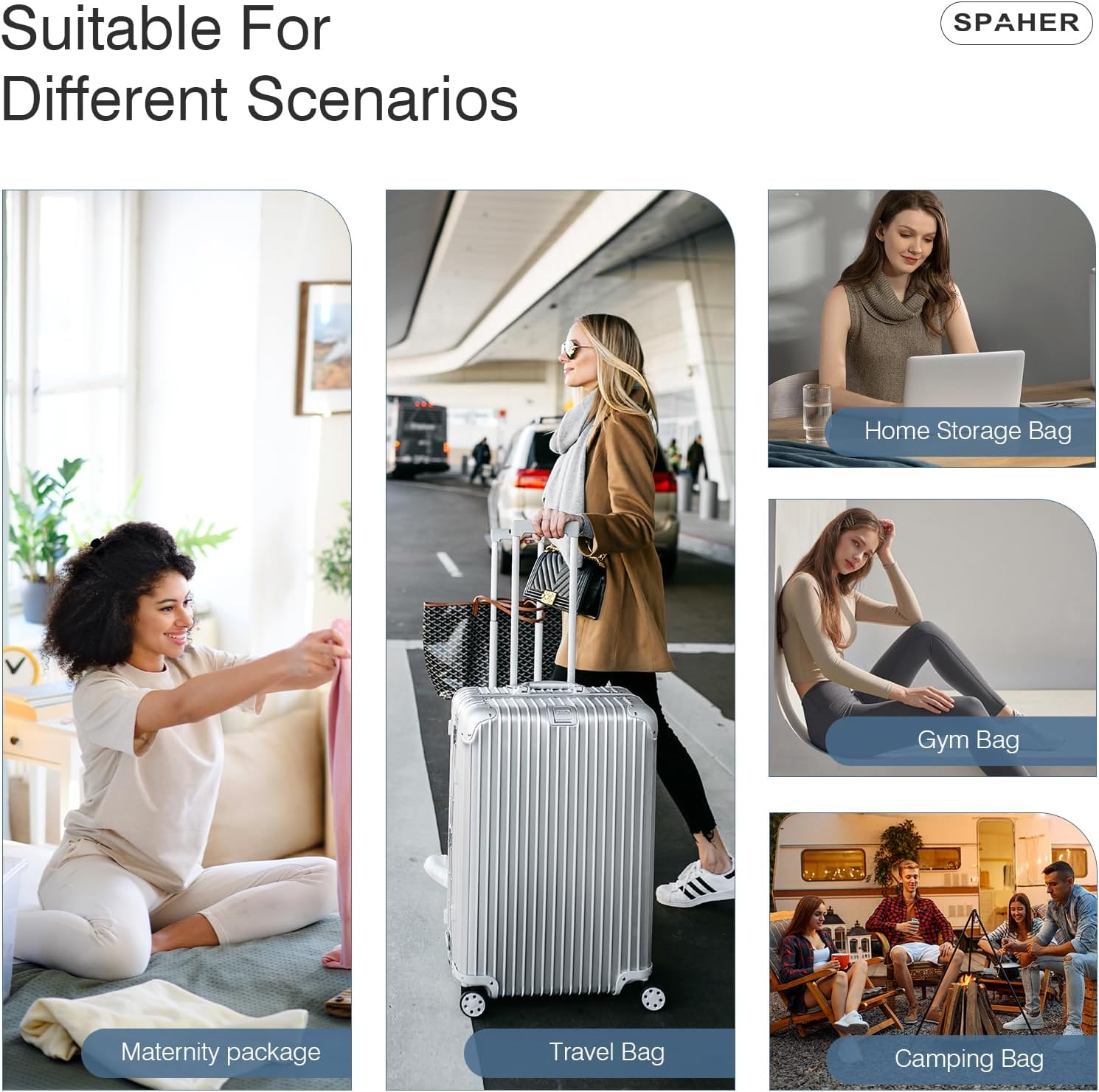 SPAHER 45L Travel Duffle Bag Cabin Bag Lufthansa 55X40X20 Carry on Hand Luggage Lightweight Foldable Cabin Luggage Overnight Weekender Holdall Tole Bag Waterproof Travel Handbag Black image number 2