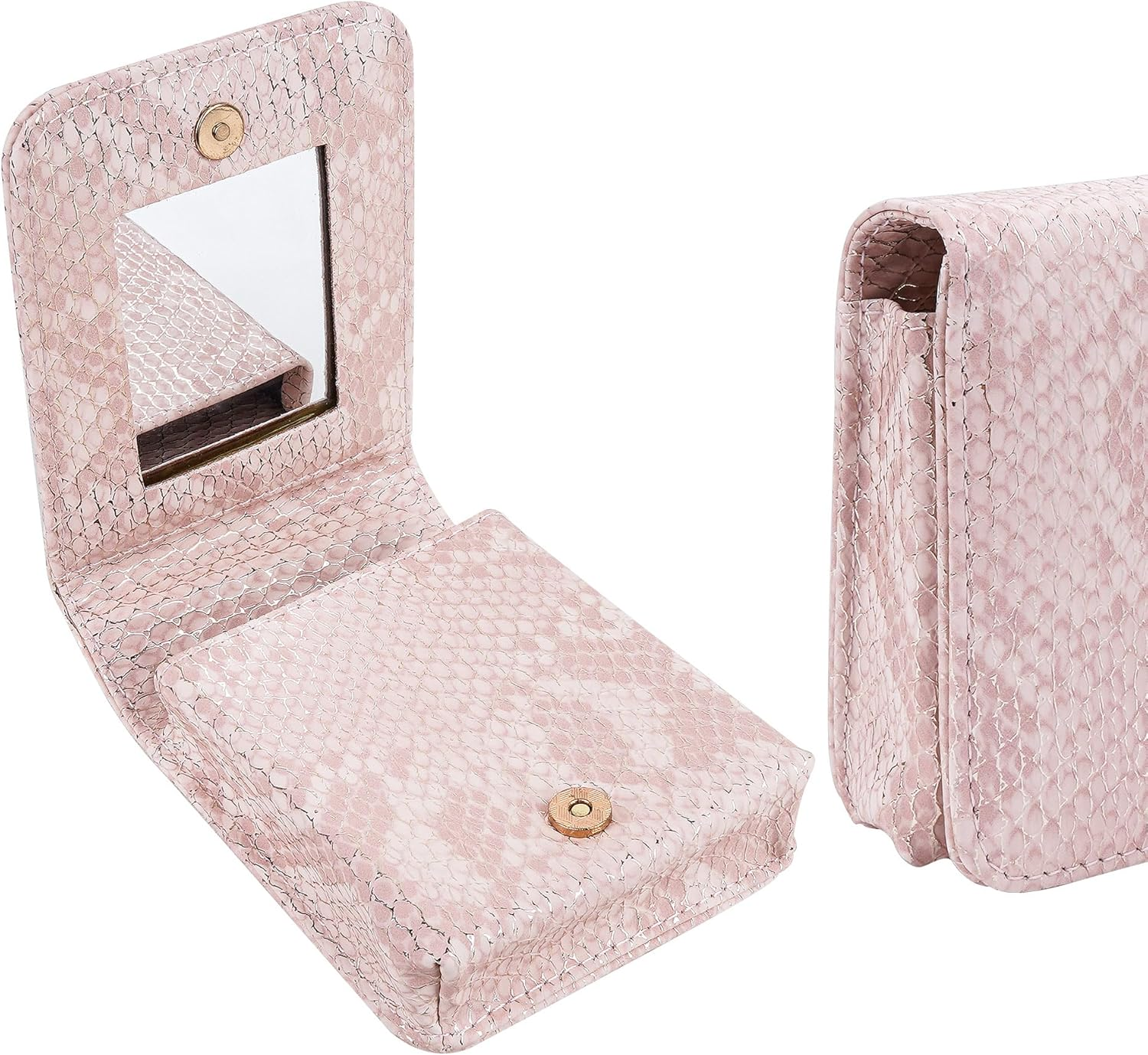 Biiange Pink Lipstick Holder, Lipstick Case with Mirror, Mini Portable Makeup Holder for Women Girls, for outside Mini Bag Travel Cosmetic Pouch (1Pcs) image number 6